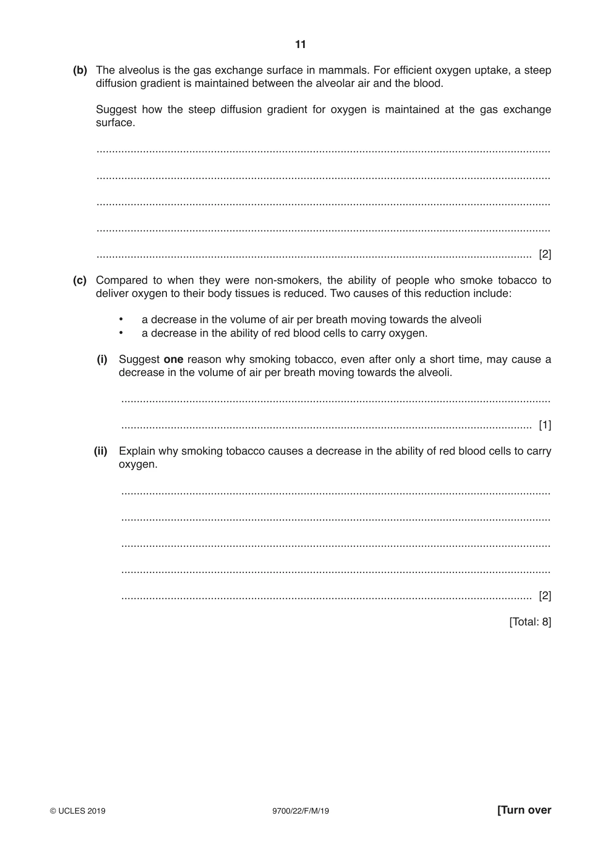 Cambridge A Level Biology 9700 2019 Feb/March Paper 2 · Variant 2 question paper, page 11 of 16