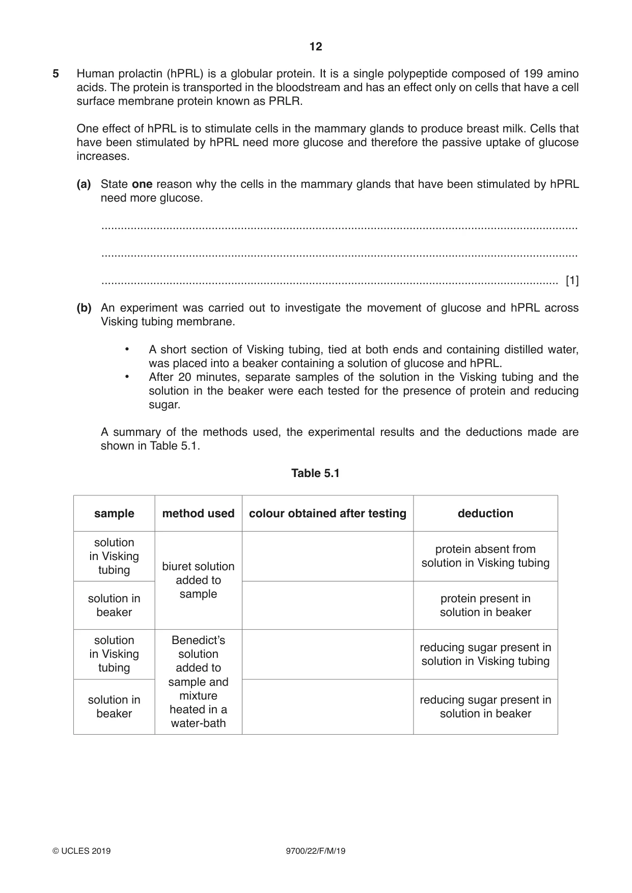Cambridge A Level Biology 9700 2019 Feb/March Paper 2 · Variant 2 question paper, page 12 of 16