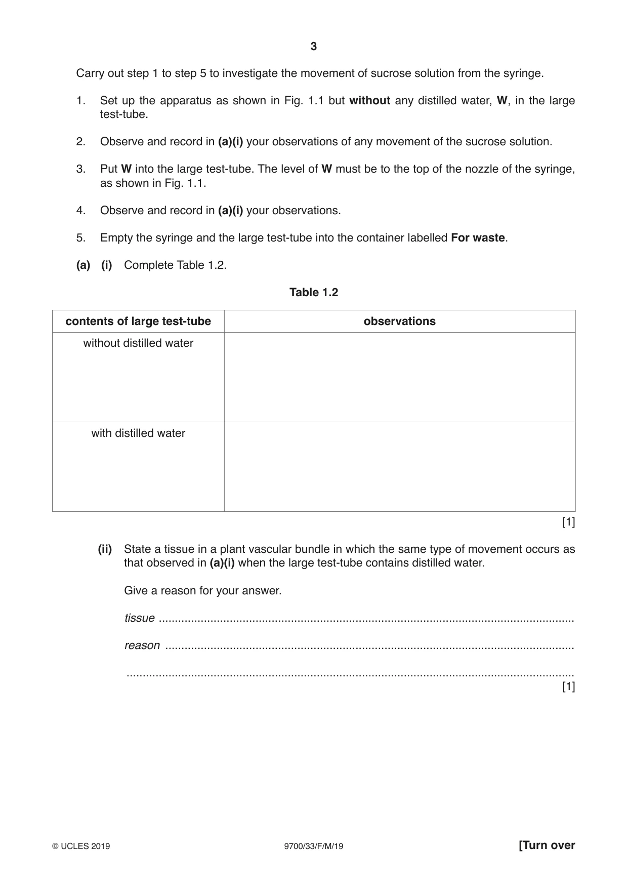 Cambridge A Level Biology 9700 2019 Feb/March Paper 3 · Variant 3 question paper, page 3 of 16