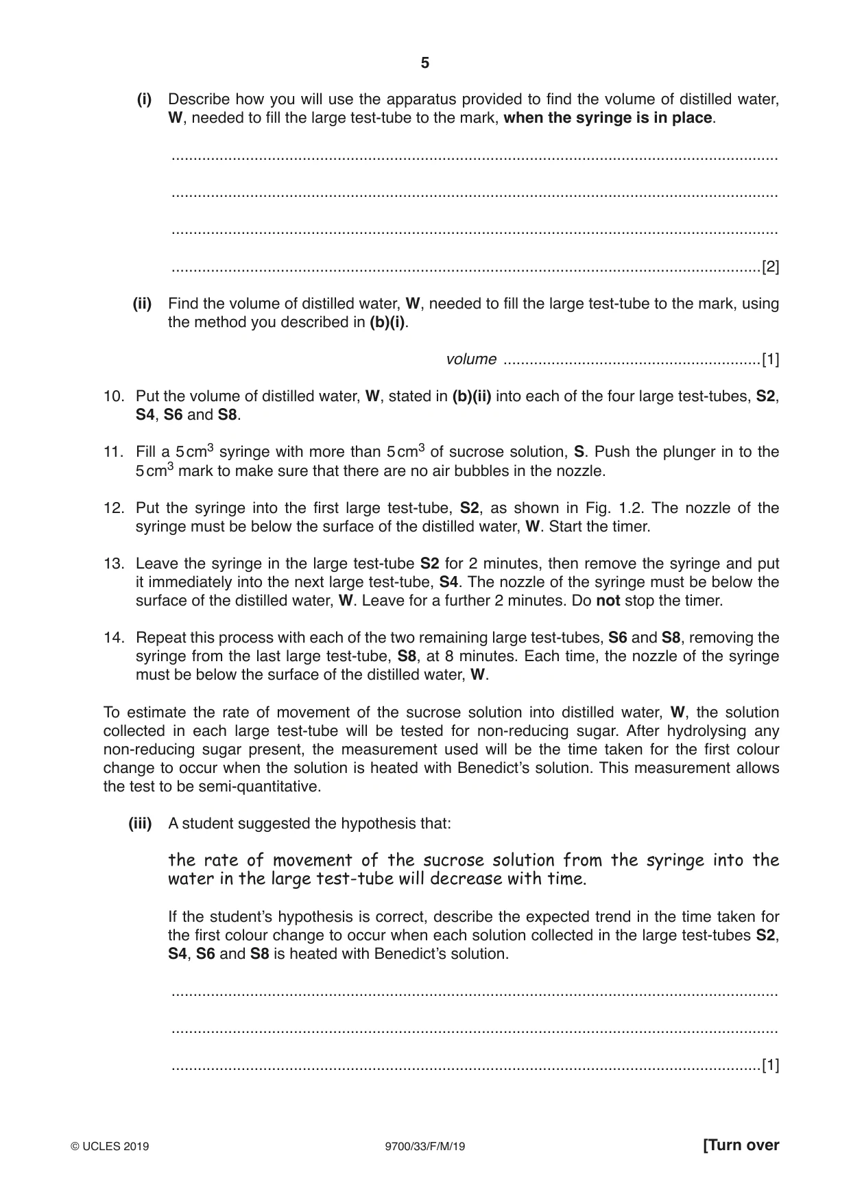 Cambridge A Level Biology 9700 2019 Feb/March Paper 3 · Variant 3 question paper, page 5 of 16