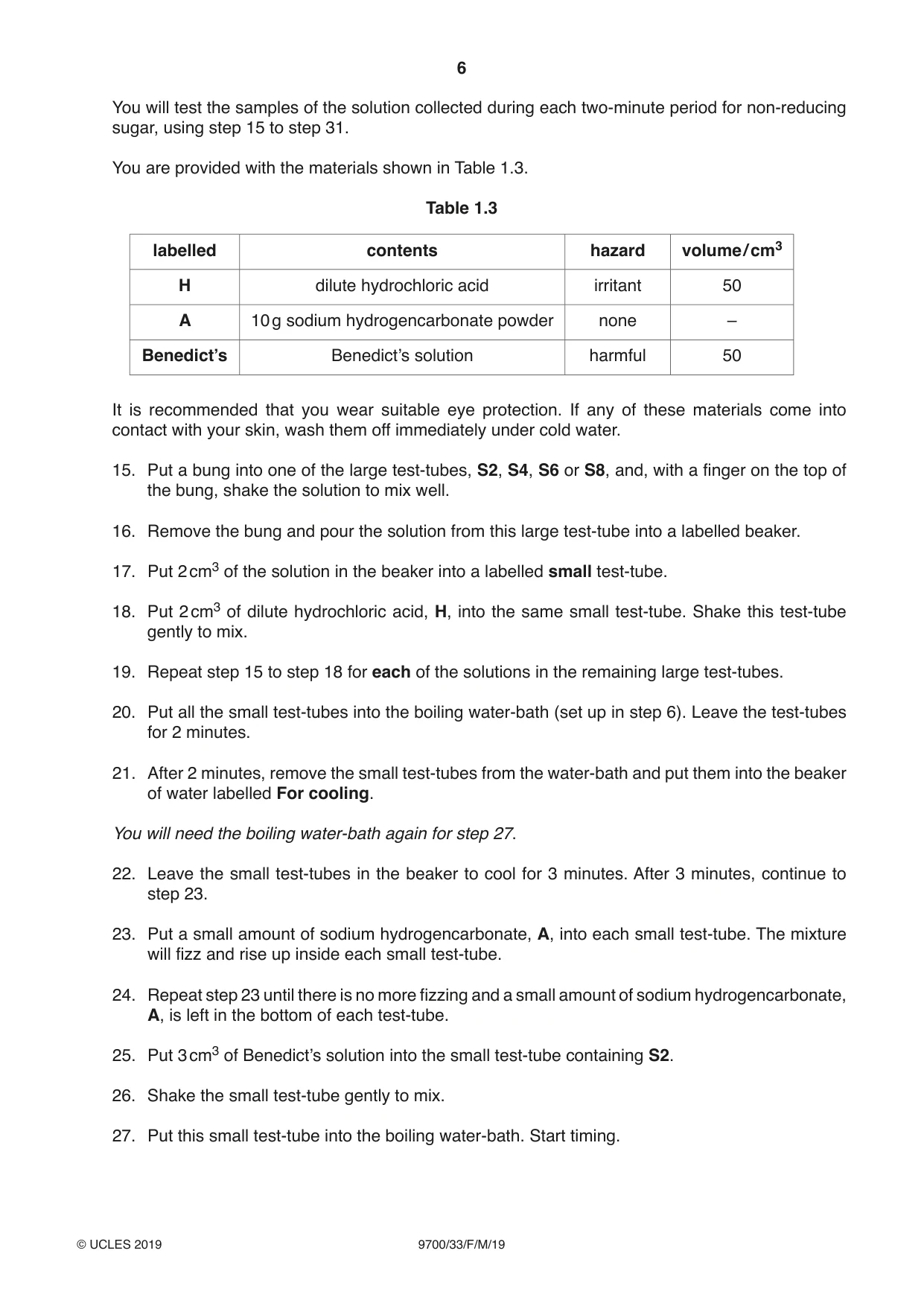 Cambridge A Level Biology 9700 2019 Feb/March Paper 3 · Variant 3 question paper, page 6 of 16