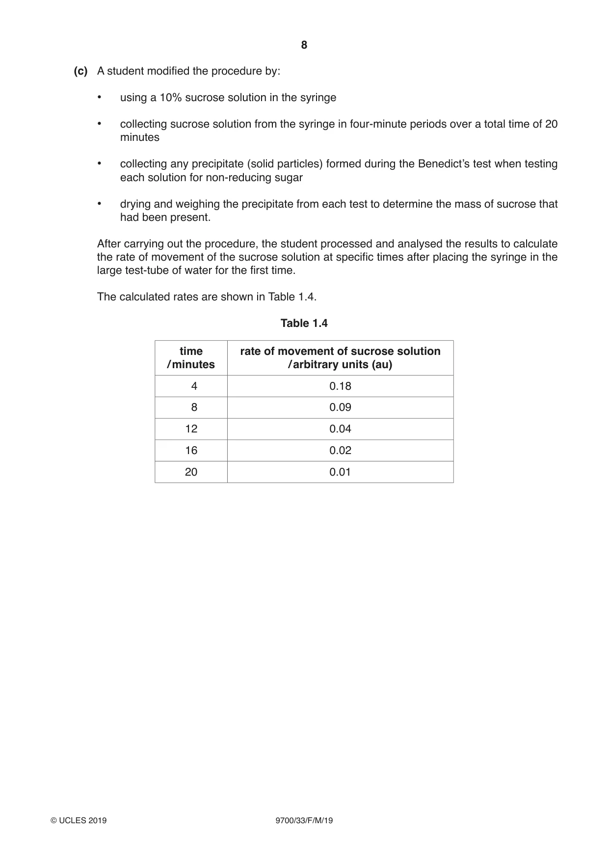 Cambridge A Level Biology 9700 2019 Feb/March Paper 3 · Variant 3 question paper, page 8 of 16