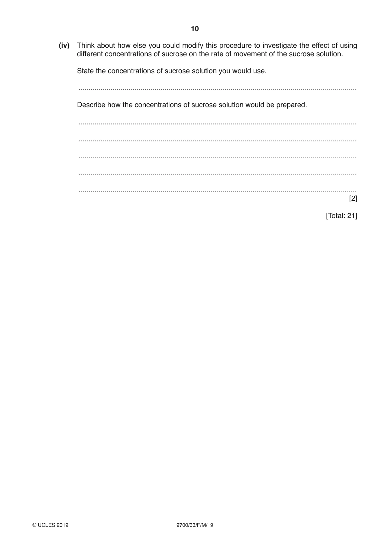 Cambridge A Level Biology 9700 2019 Feb/March Paper 3 · Variant 3 question paper, page 10 of 16