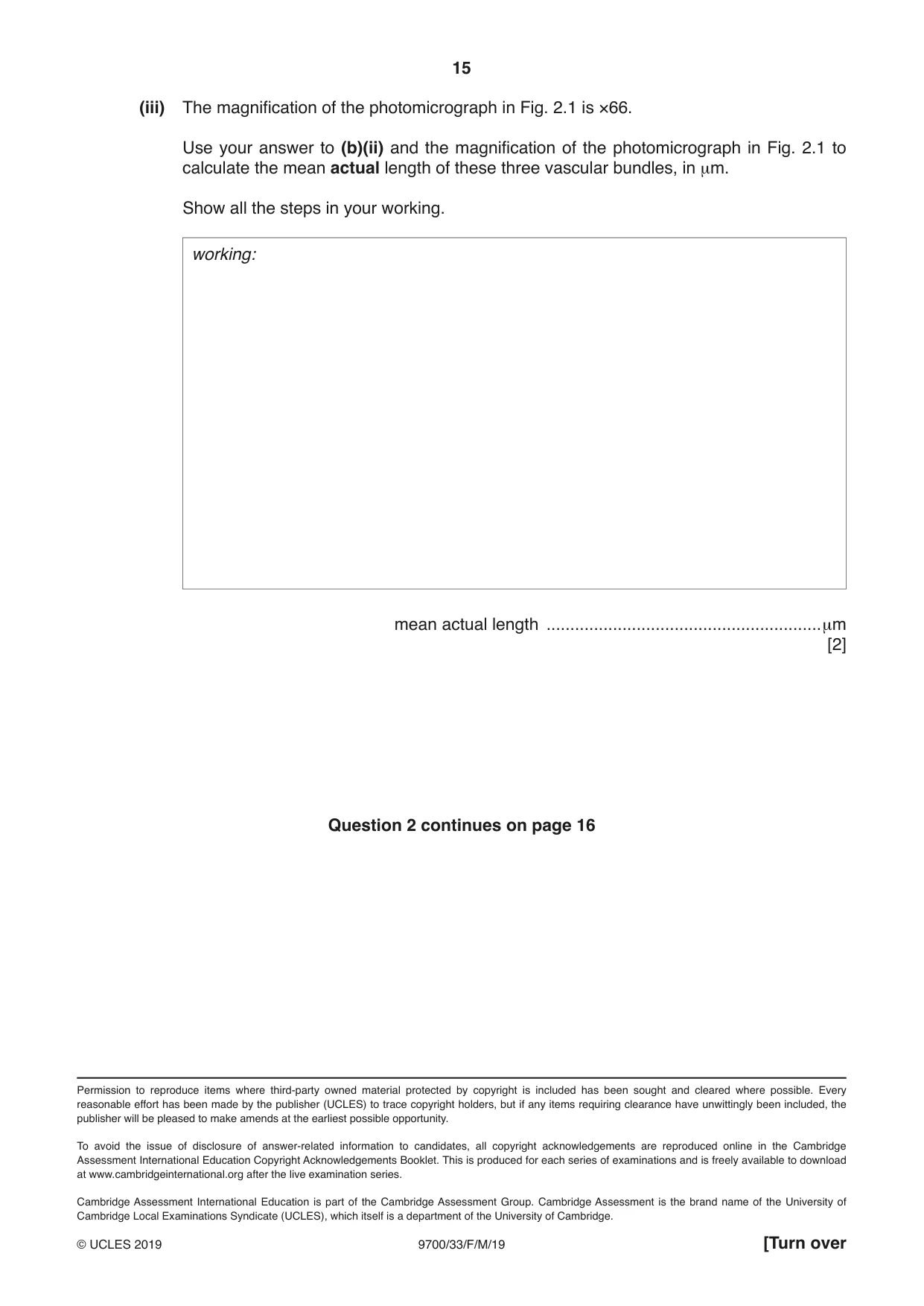 Cambridge A Level Biology 9700 2019 Feb/March Paper 3 · Variant 3 question paper, page 15 of 16
