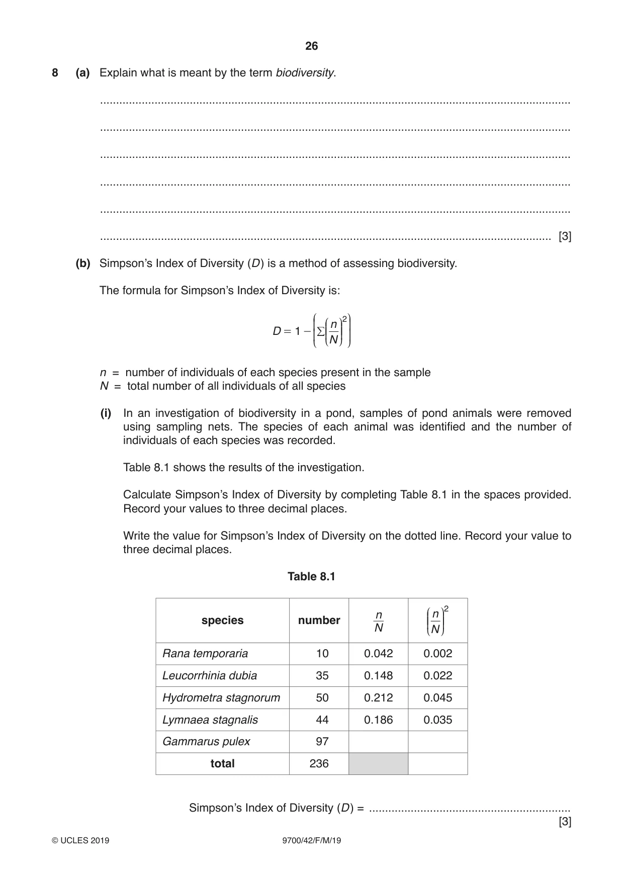 Cambridge A Level Biology 9700 2019 Feb/March Paper 4 · Variant 2 question paper, page 26 of 32