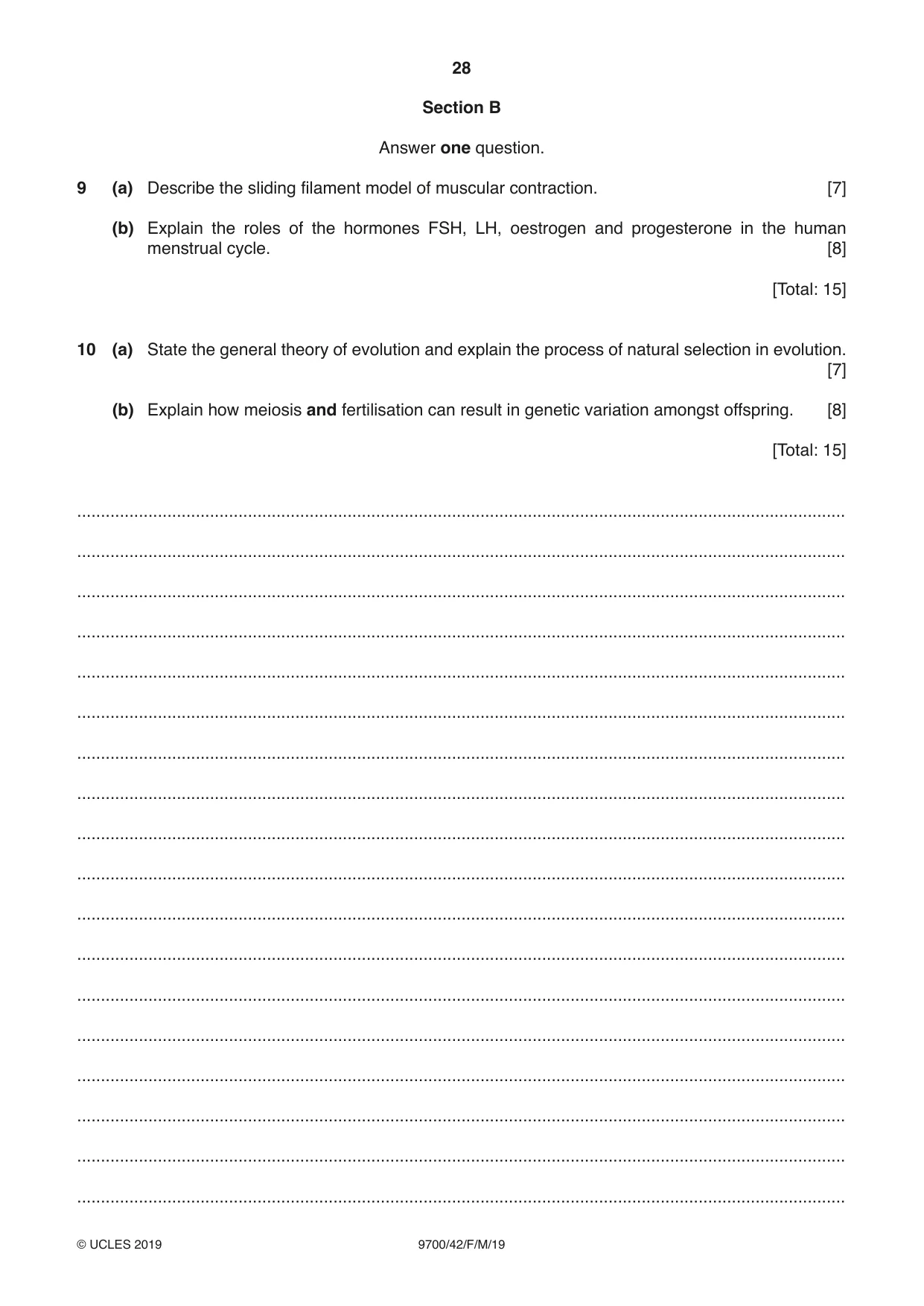 Cambridge A Level Biology 9700 2019 Feb/March Paper 4 · Variant 2 question paper, page 28 of 32