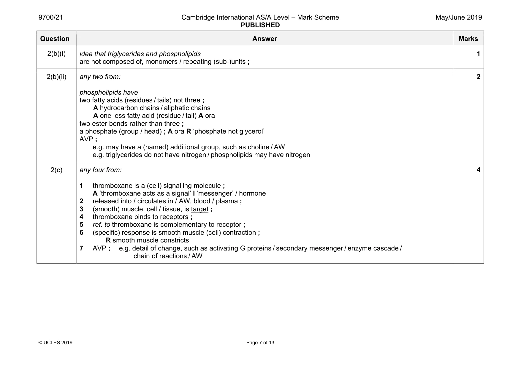 Mark scheme, page 7 of 13