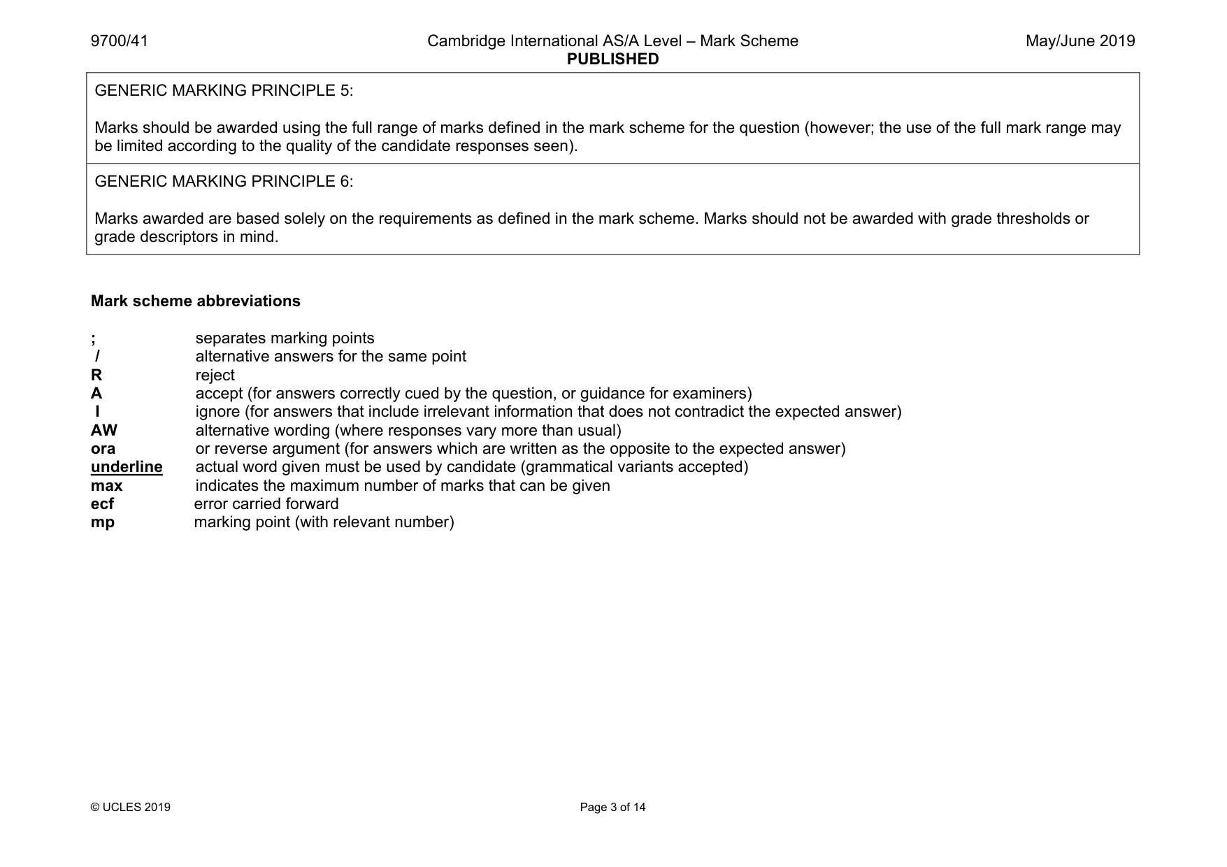 Mark scheme, page 3 of 14