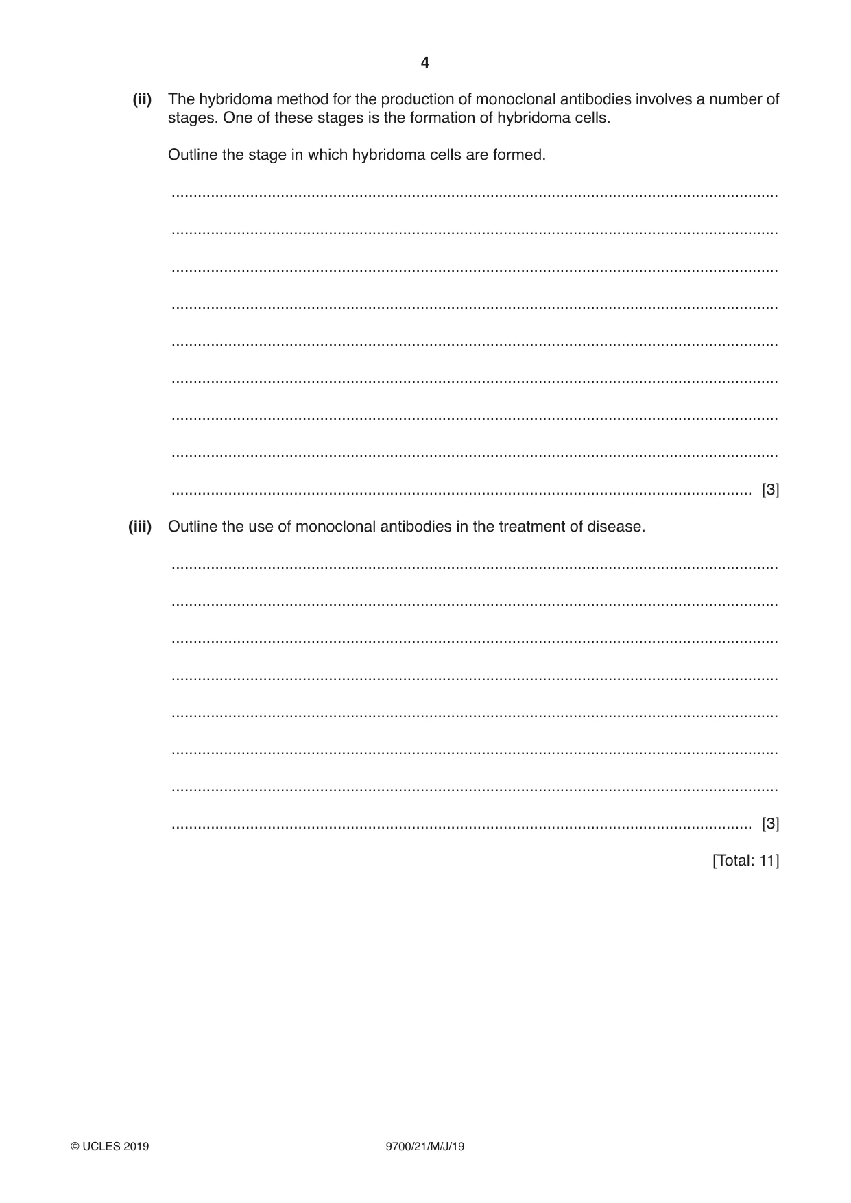 Cambridge A Level Biology 9700 2019 May/June Paper 2 · Variant 1 question paper, page 4 of 16