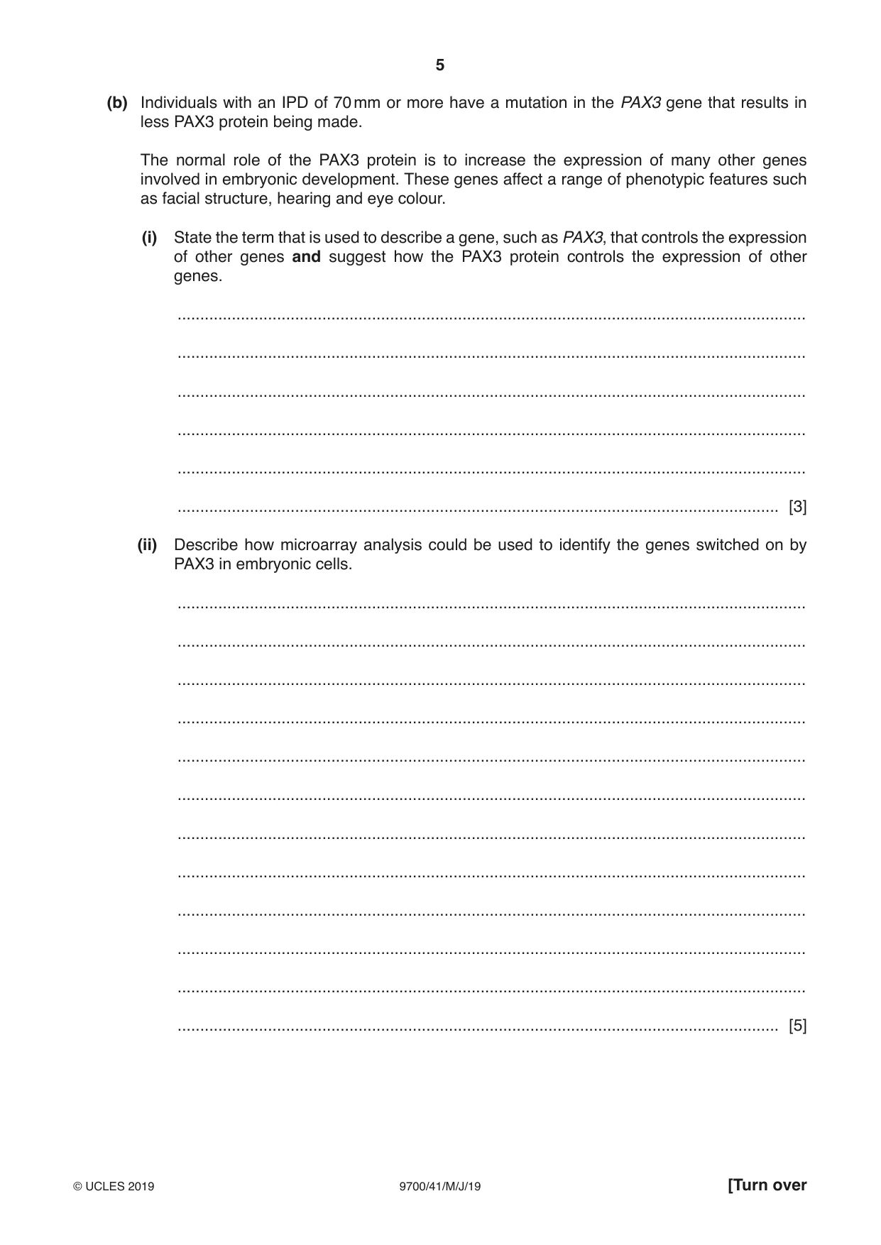 Cambridge A Level Biology 9700 2019 May/June Paper 4 · Variant 1 question paper, page 5 of 24