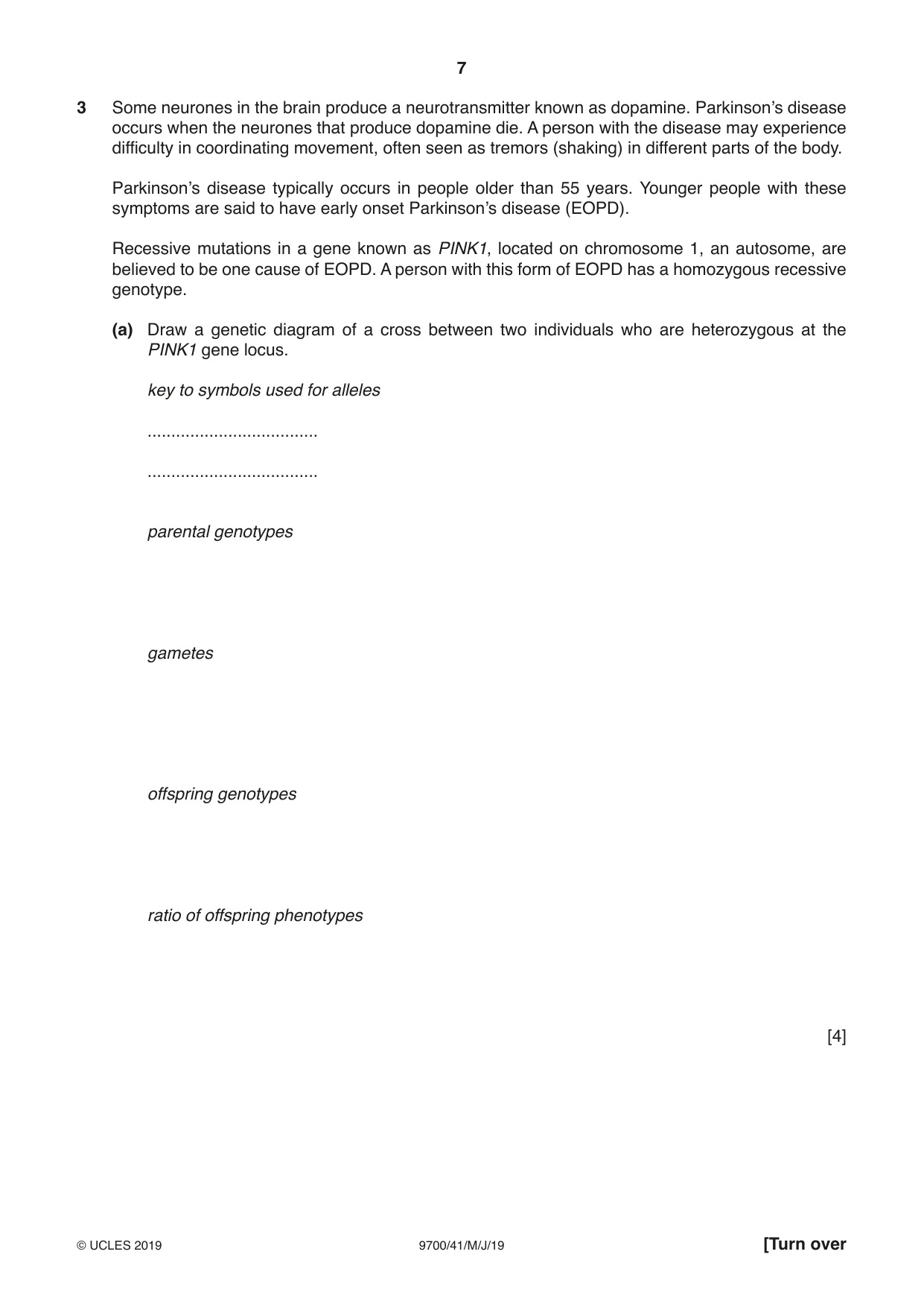 Cambridge A Level Biology 9700 2019 May/June Paper 4 · Variant 1 question paper, page 7 of 24