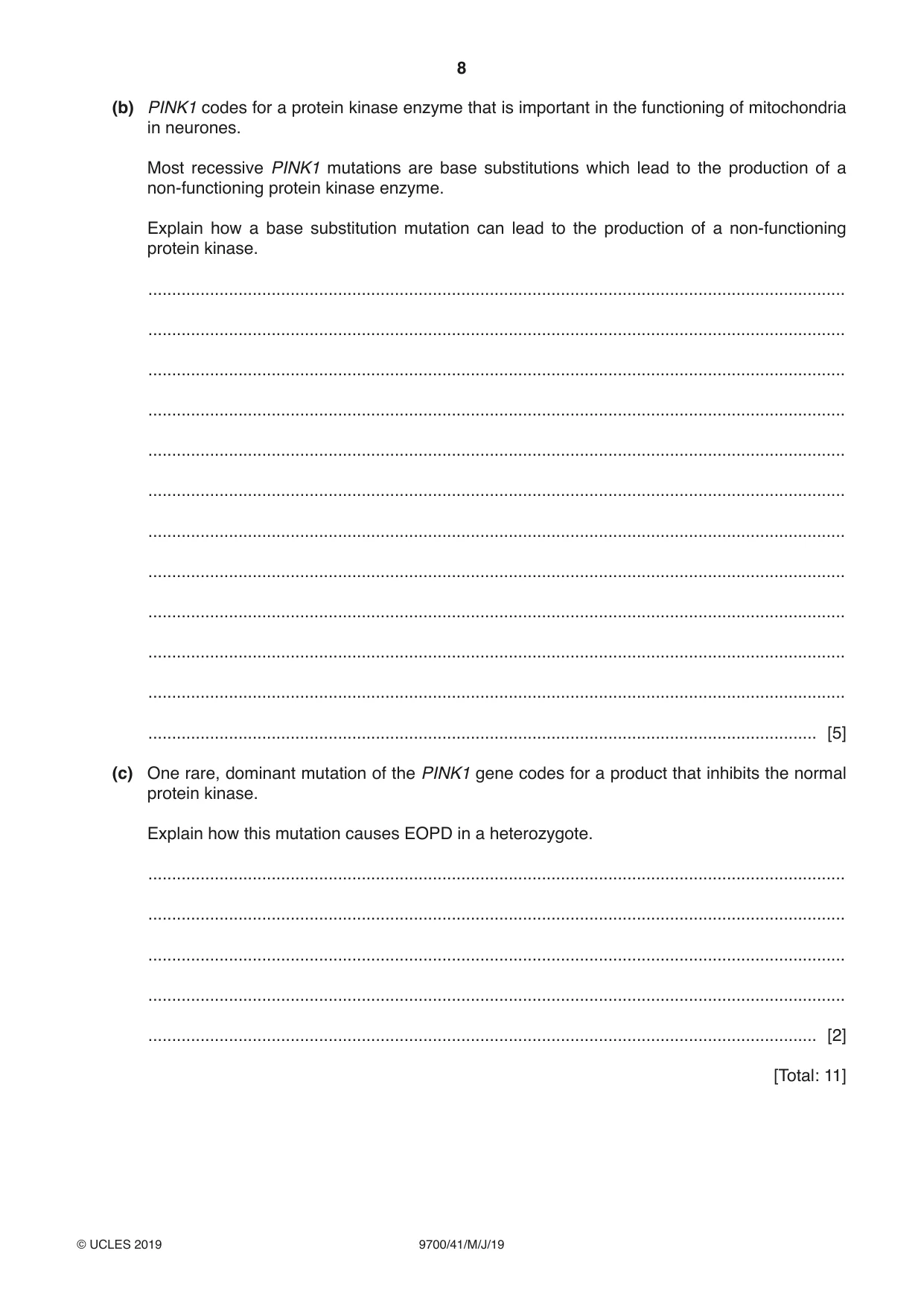 Cambridge A Level Biology 9700 2019 May/June Paper 4 · Variant 1 question paper, page 8 of 24