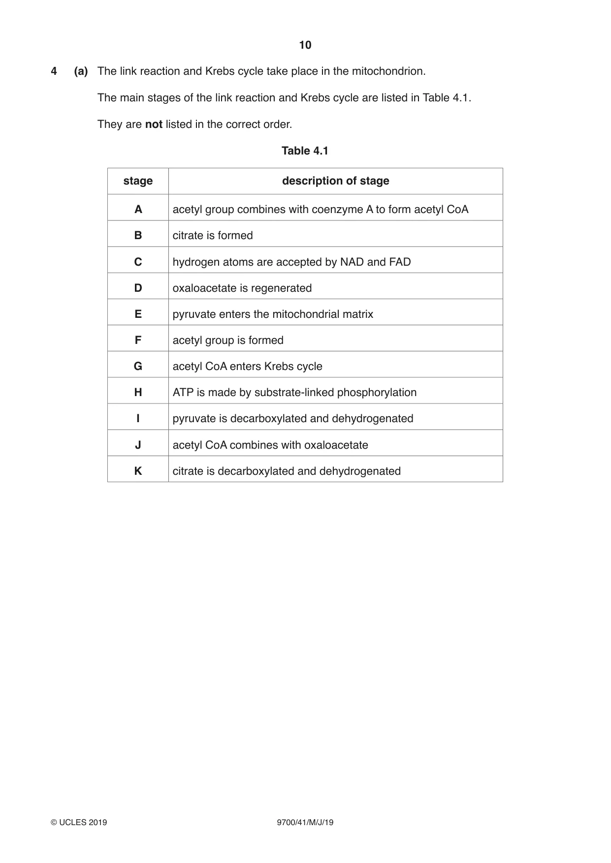 Cambridge A Level Biology 9700 2019 May/June Paper 4 · Variant 1 question paper, page 10 of 24