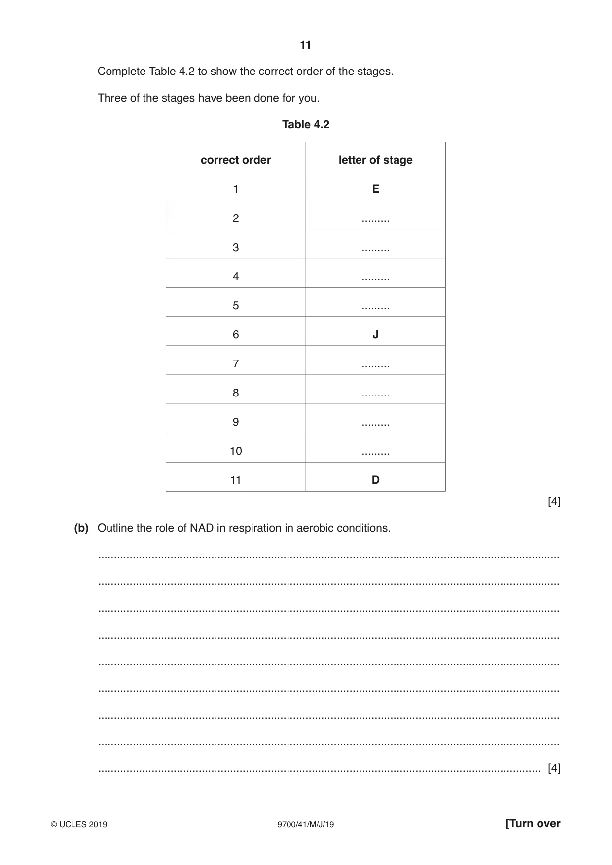 Cambridge A Level Biology 9700 2019 May/June Paper 4 · Variant 1 question paper, page 11 of 24