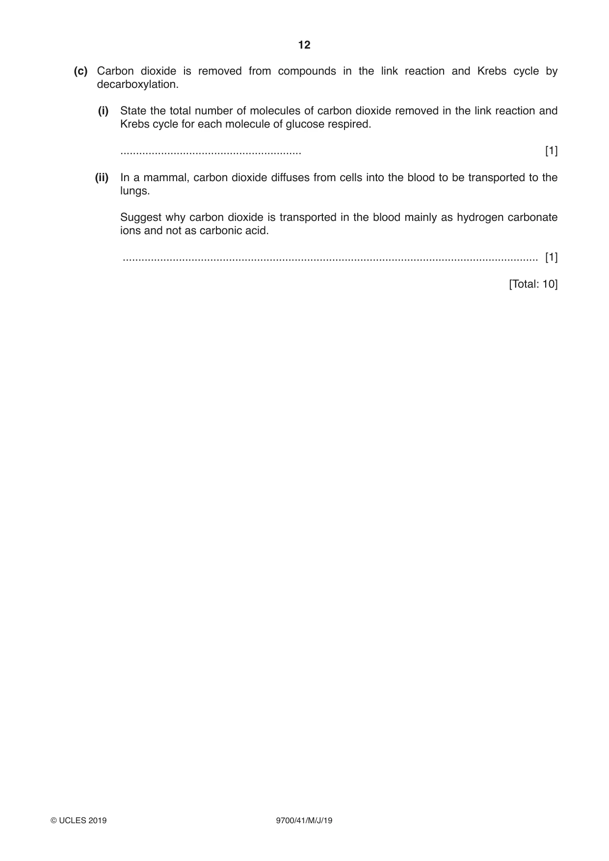 Cambridge A Level Biology 9700 2019 May/June Paper 4 · Variant 1 question paper, page 12 of 24
