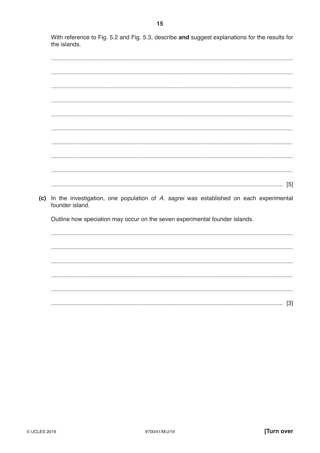 Cambridge A Level Biology 9700 2019 May/June Paper 4 · Variant 1 question paper, page 15 of 24