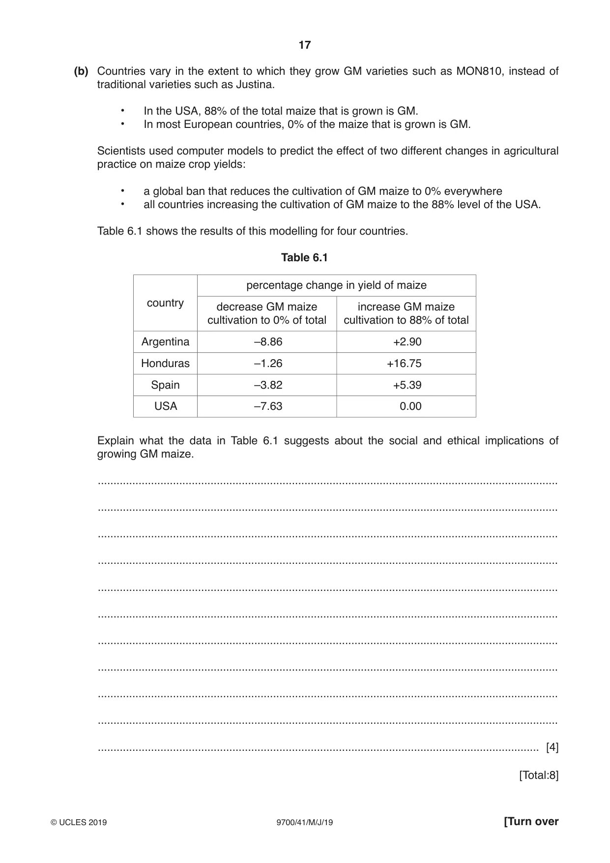 Cambridge A Level Biology 9700 2019 May/June Paper 4 · Variant 1 question paper, page 17 of 24