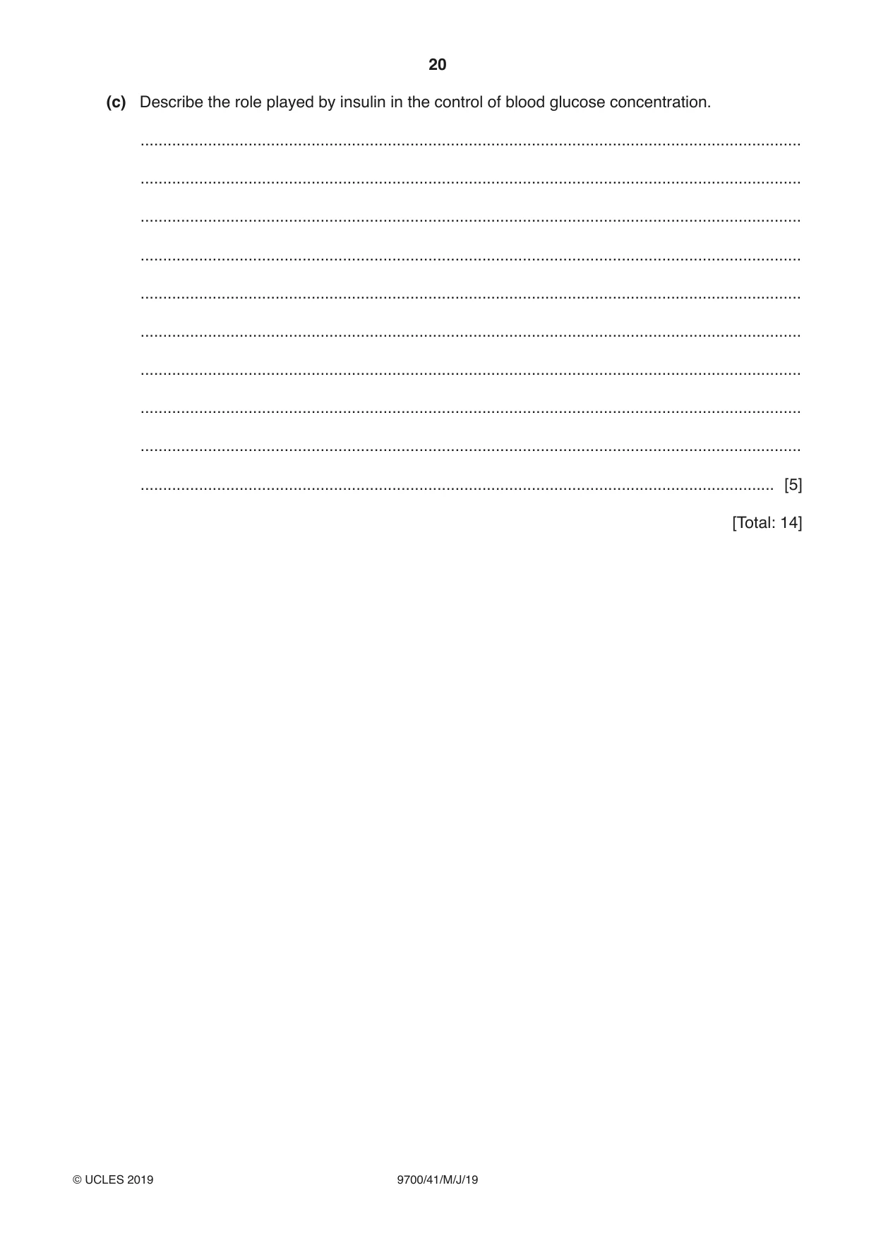 Cambridge A Level Biology 9700 2019 May/June Paper 4 · Variant 1 question paper, page 20 of 24