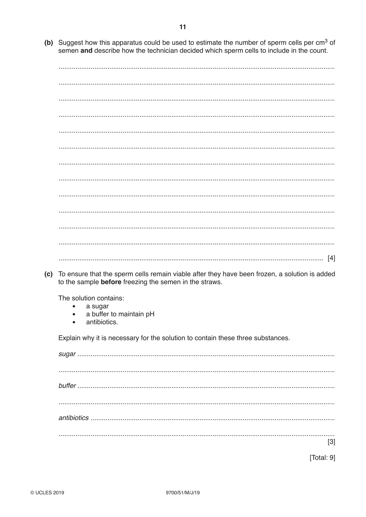 Cambridge A Level Biology 9700 2019 May/June Paper 5 · Variant 1 question paper, page 11 of 12