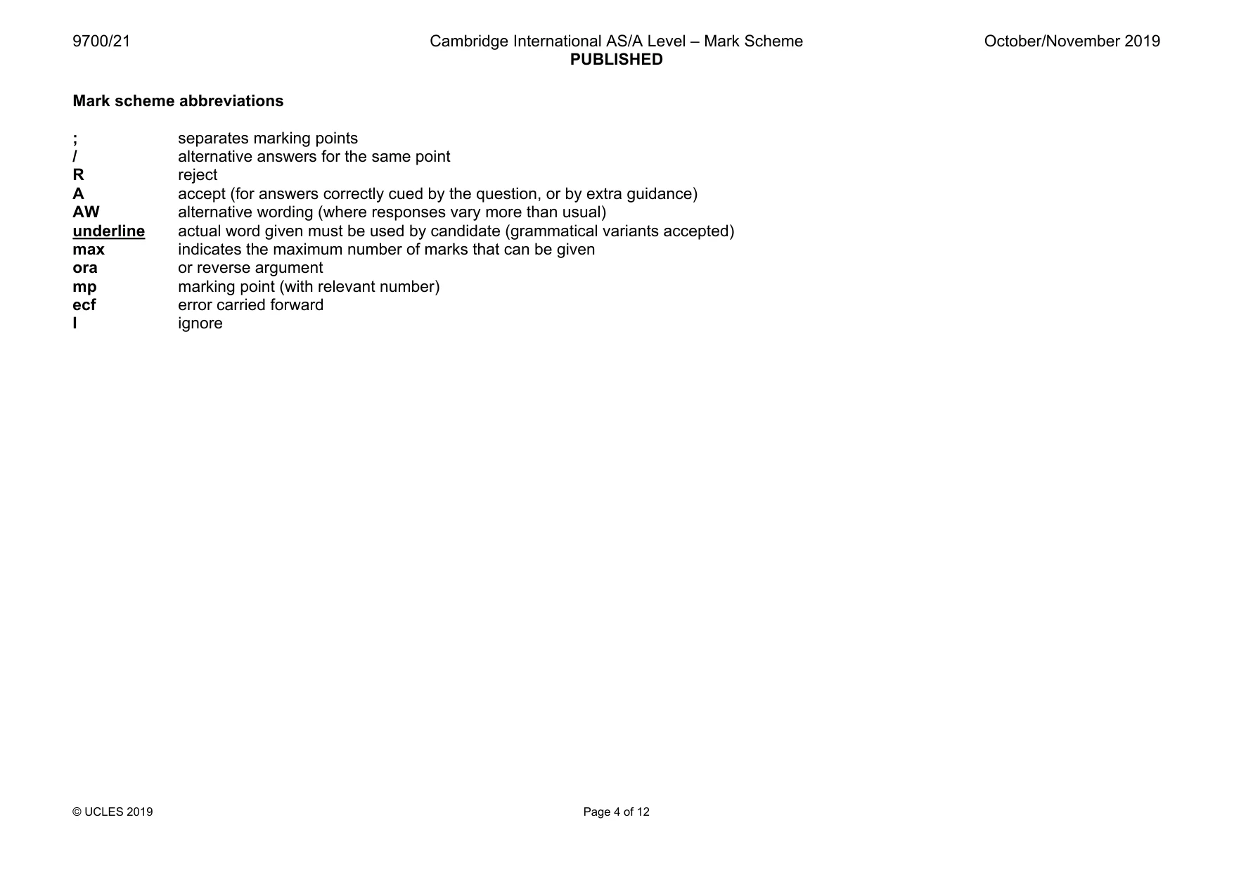 Mark scheme, page 4 of 12