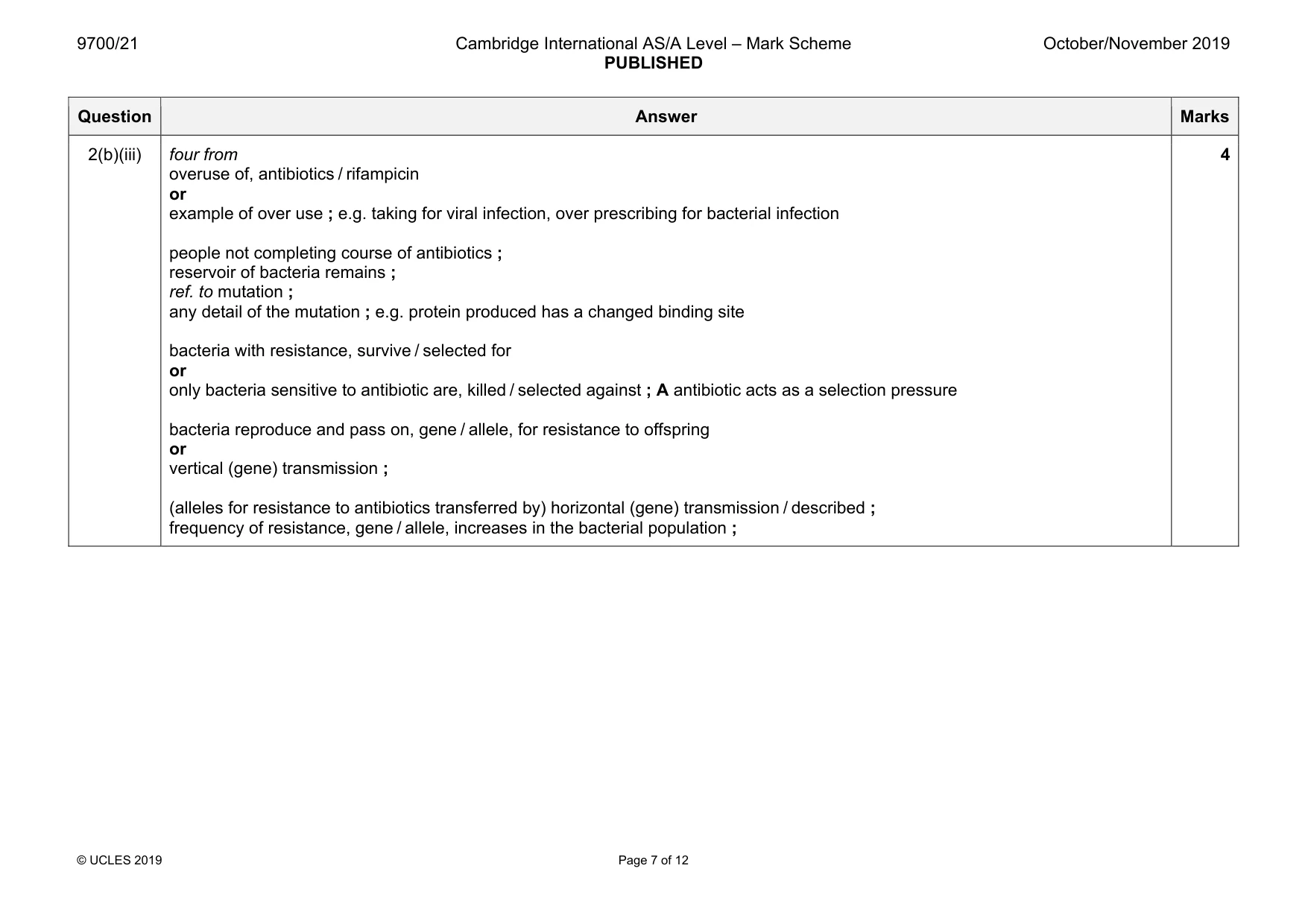 Mark scheme, page 7 of 12