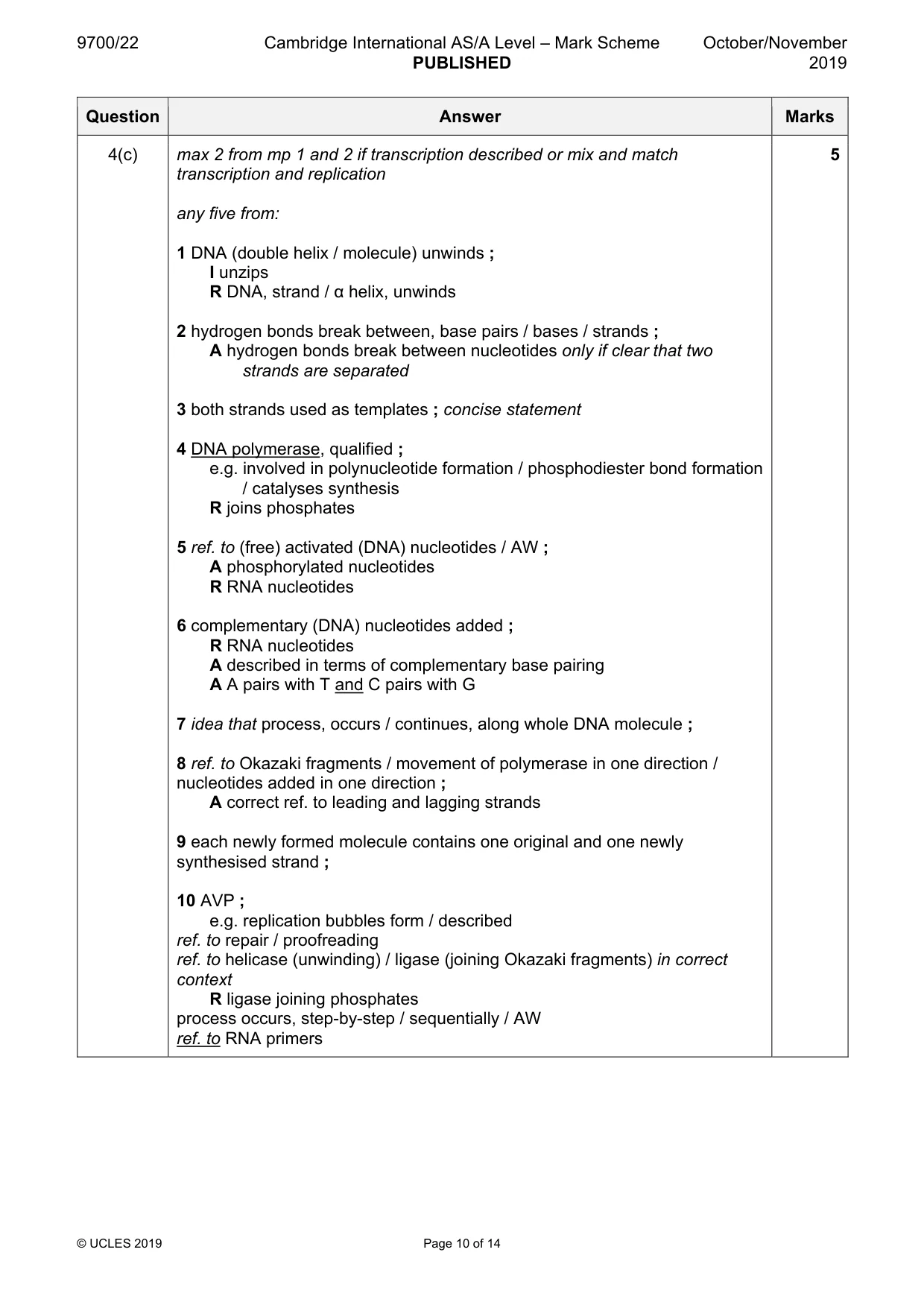 Mark scheme, page 10 of 14