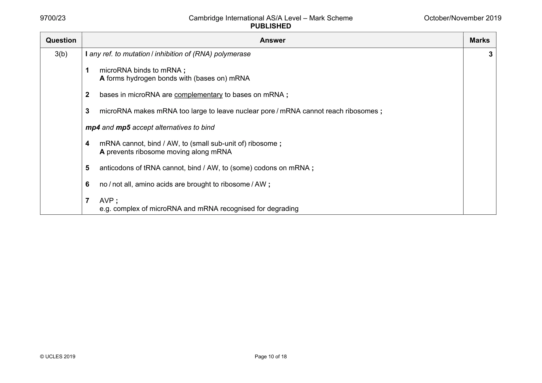 Mark scheme, page 10 of 18