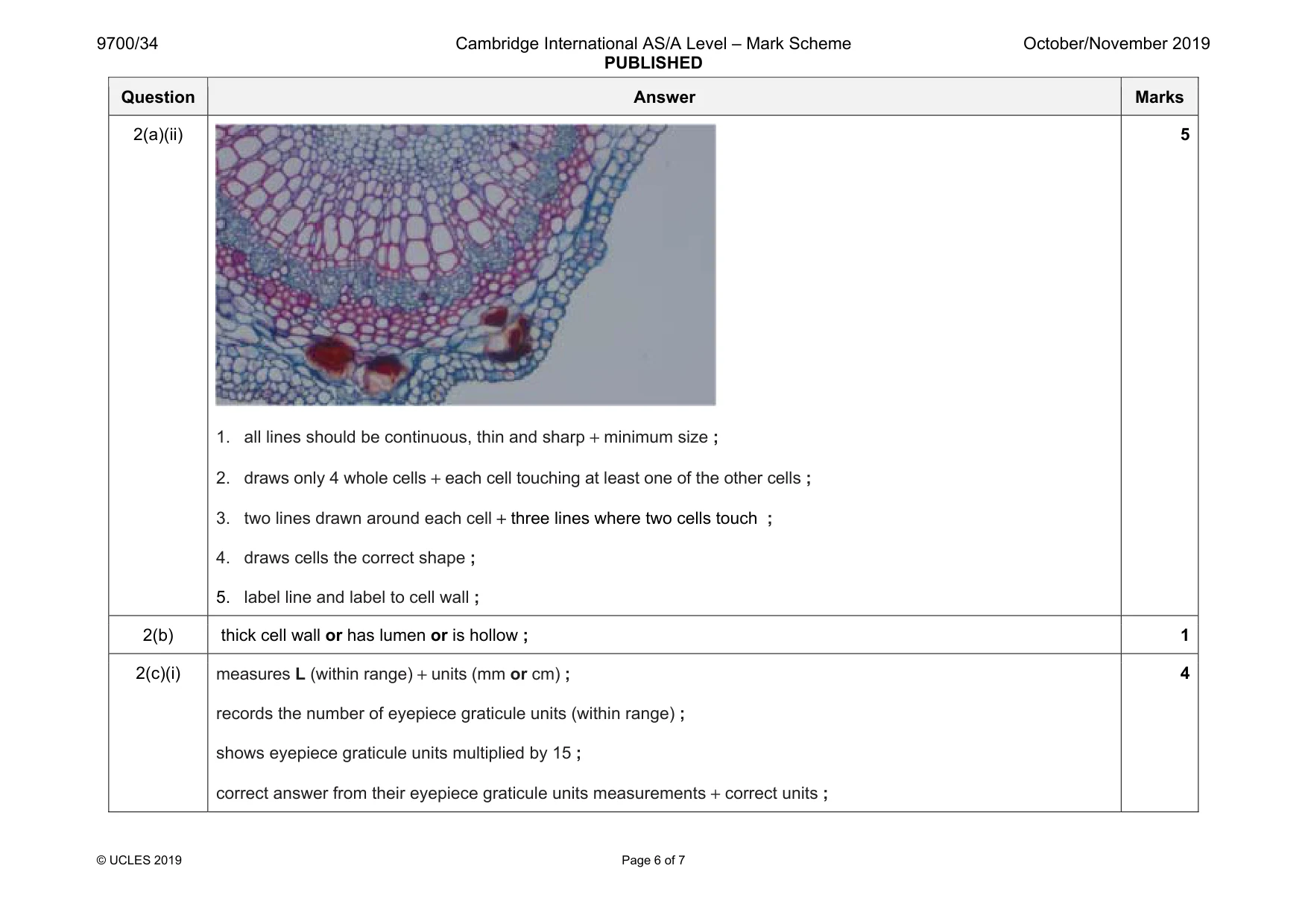 Mark scheme, page 6 of 7