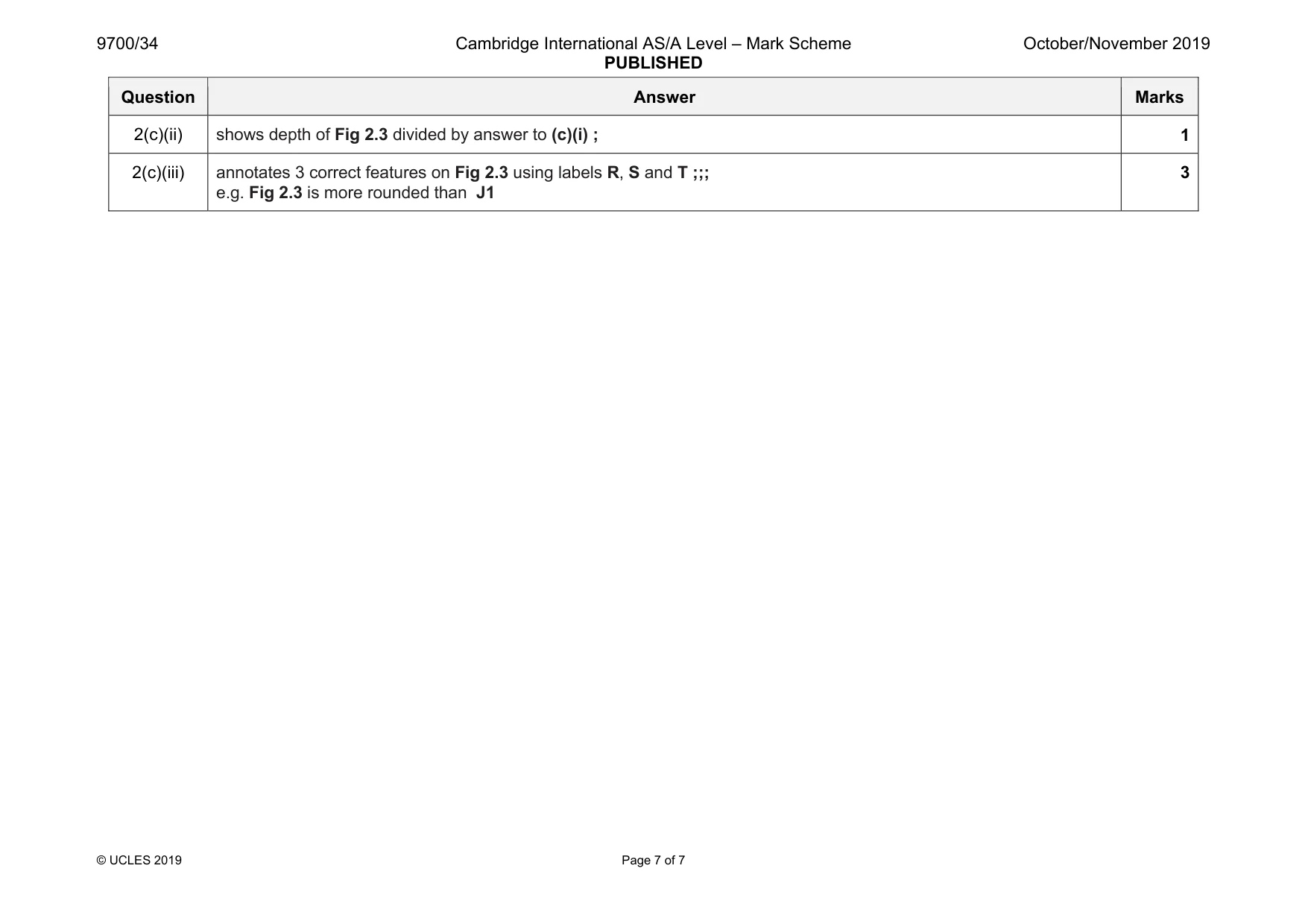 Mark scheme, page 7 of 7