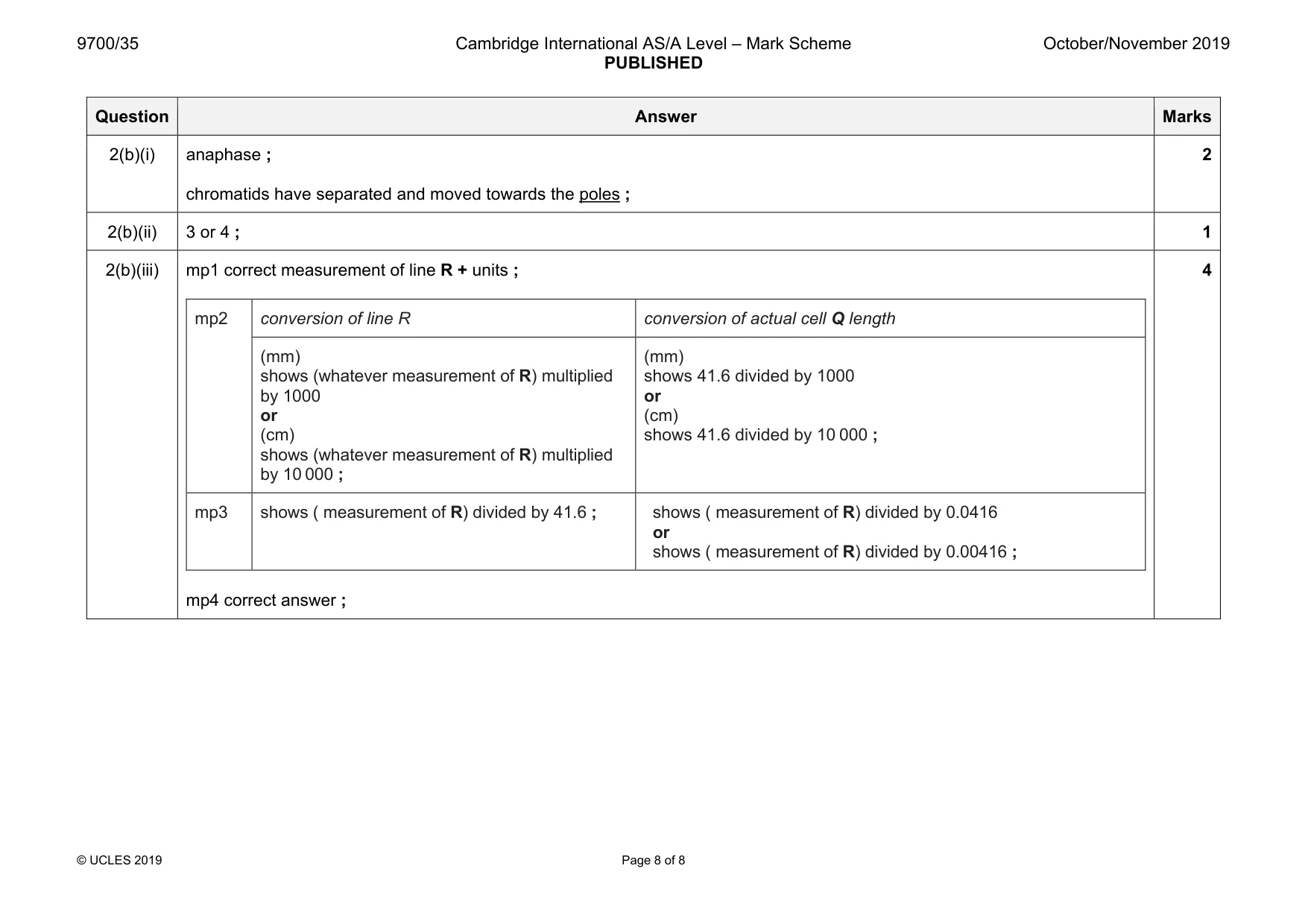 Mark scheme, page 8 of 8