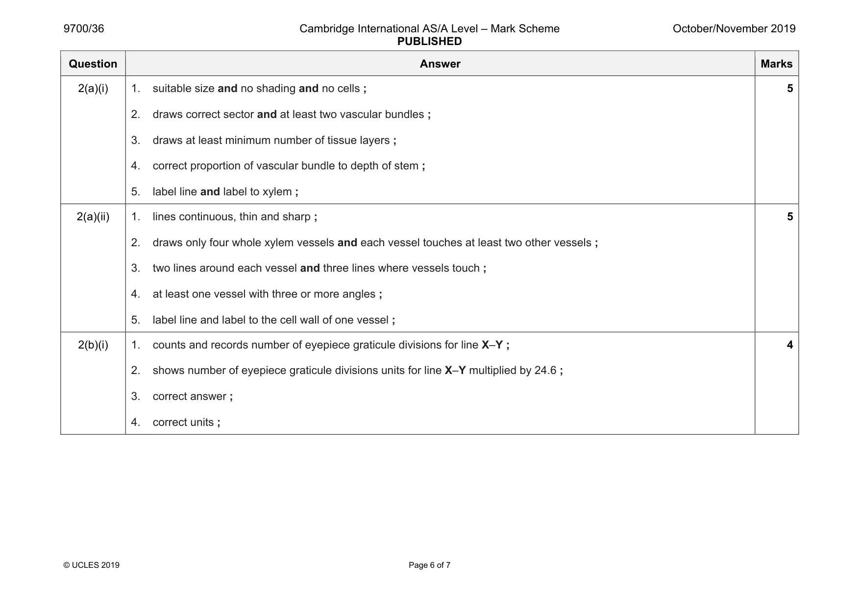 Mark scheme, page 6 of 7