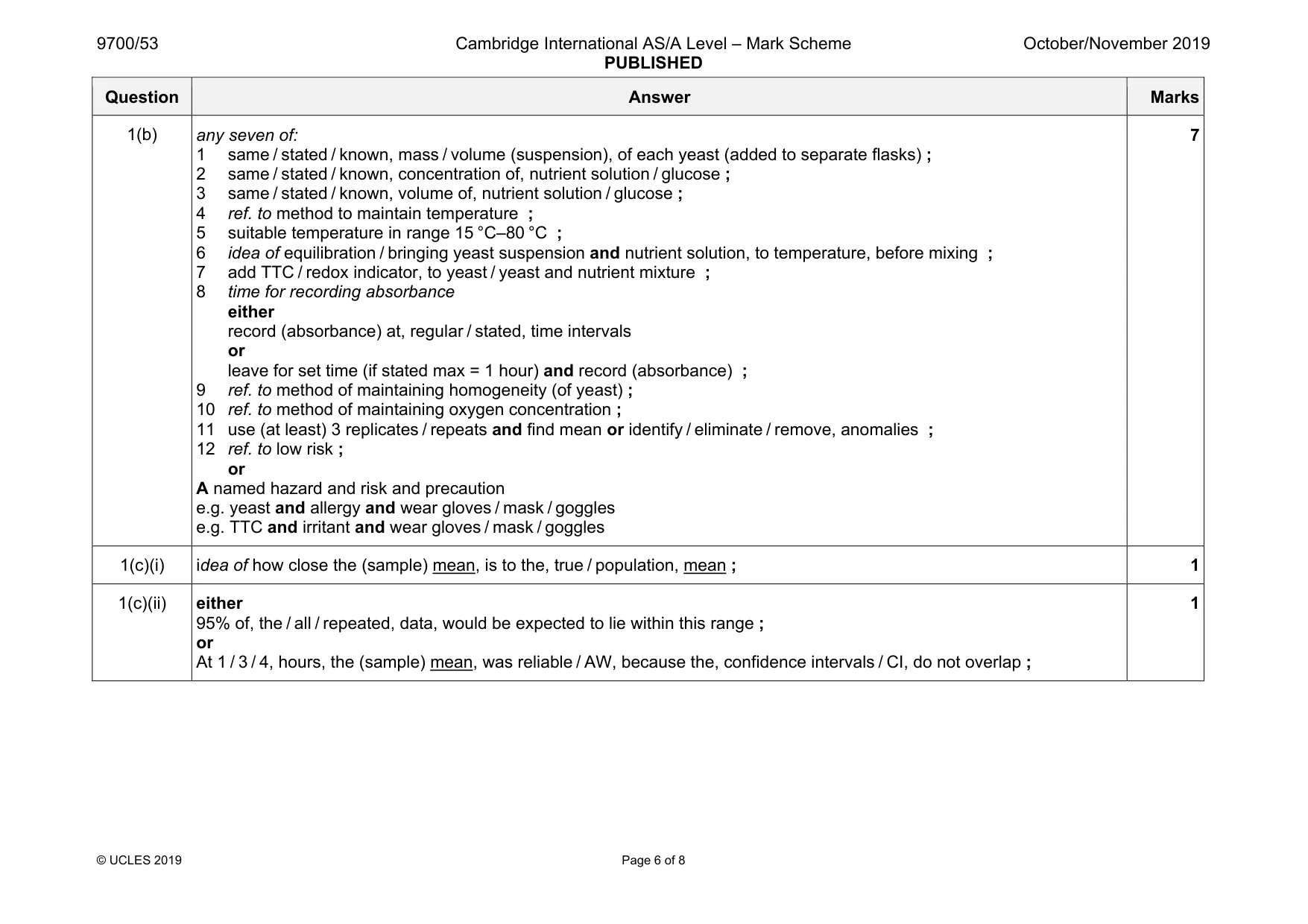 Mark scheme, page 6 of 8
