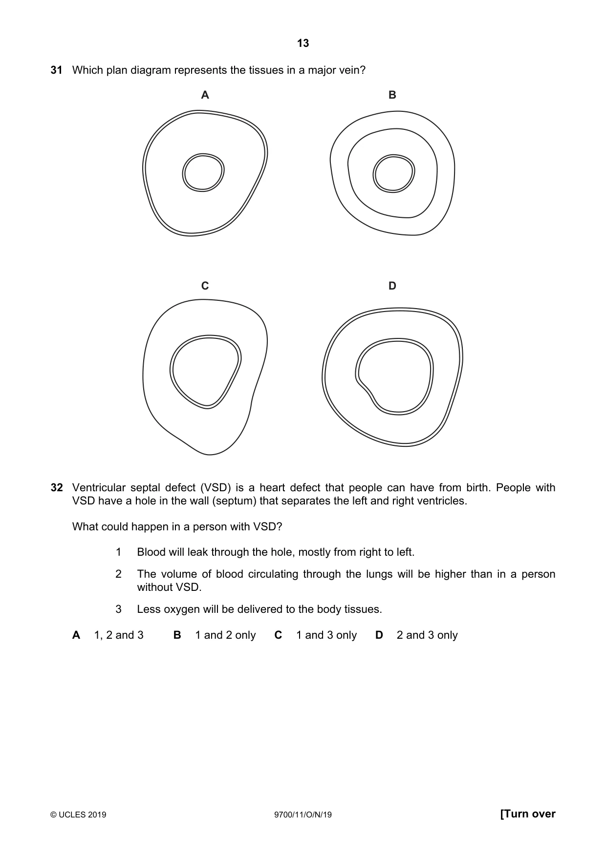 Cambridge A Level Biology 9700 2019 Oct/Nov Paper 1 · Variant 1 question paper, page 13 of 20