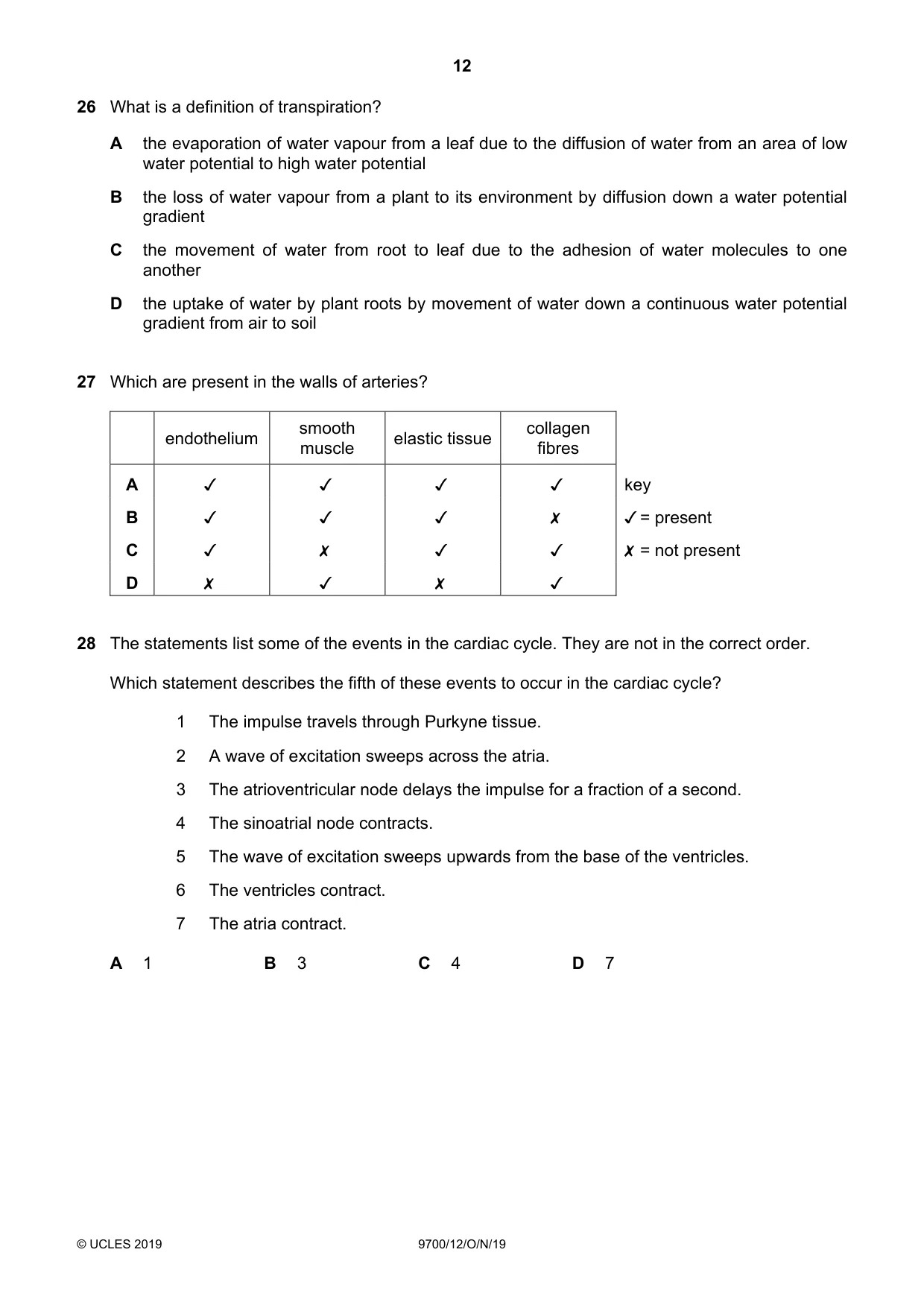 Cambridge A Level Biology 9700 2019 Oct/Nov Paper 1 · Variant 2 question paper, page 12 of 20