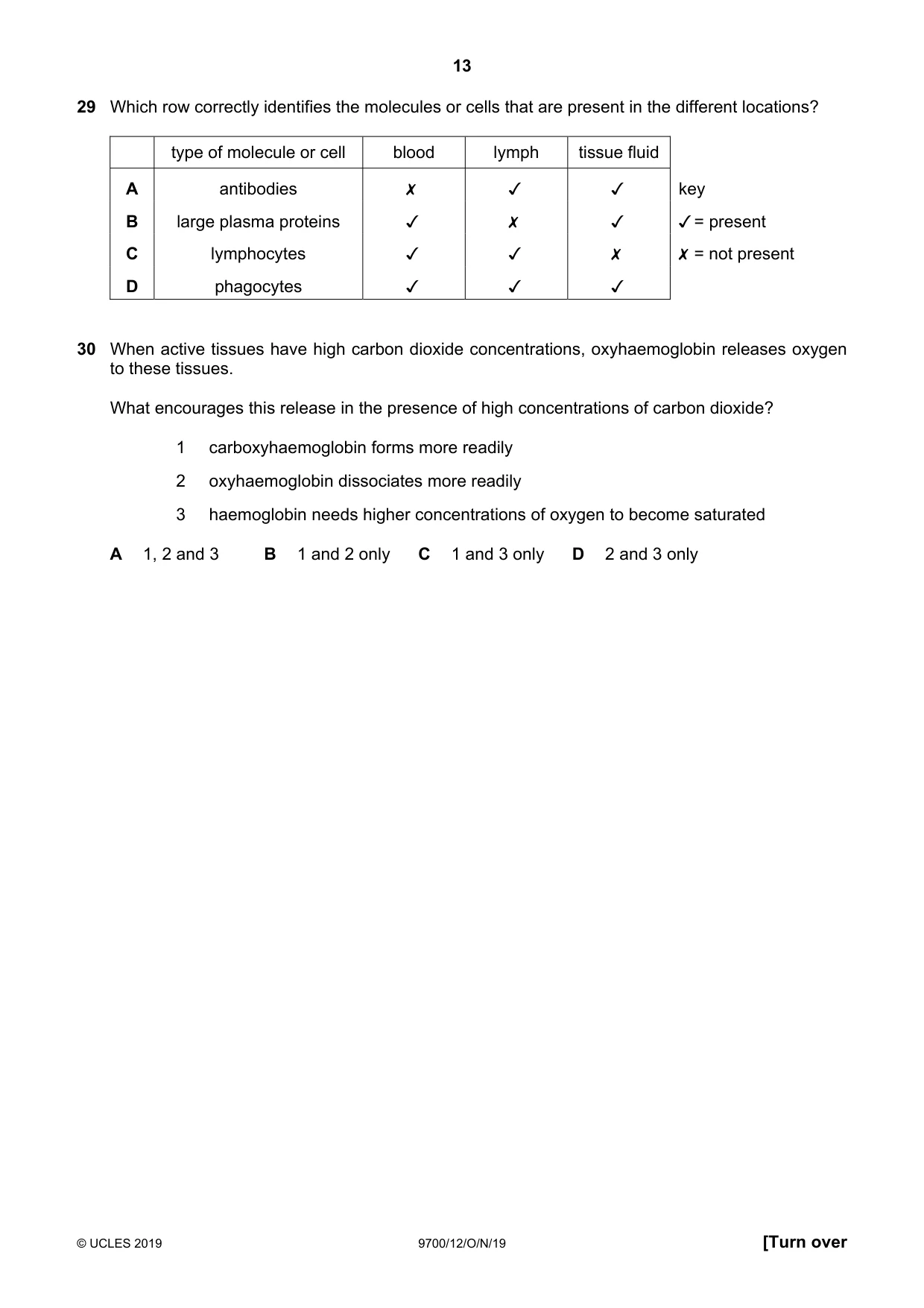 Cambridge A Level Biology 9700 2019 Oct/Nov Paper 1 · Variant 2 question paper, page 13 of 20