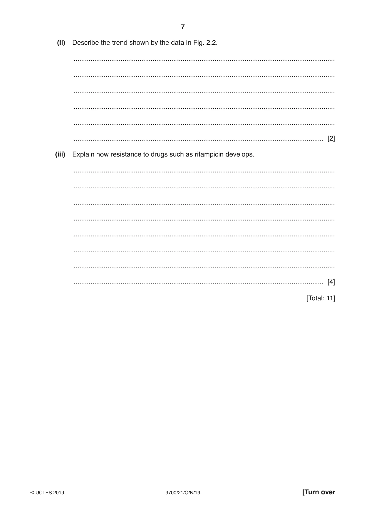 Cambridge A Level Biology 9700 2019 Oct/Nov Paper 2 · Variant 1 question paper, page 7 of 16
