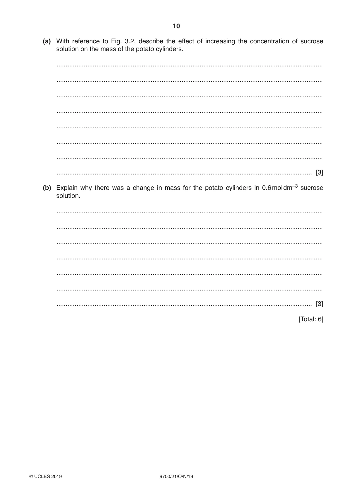 Cambridge A Level Biology 9700 2019 Oct/Nov Paper 2 · Variant 1 question paper, page 10 of 16