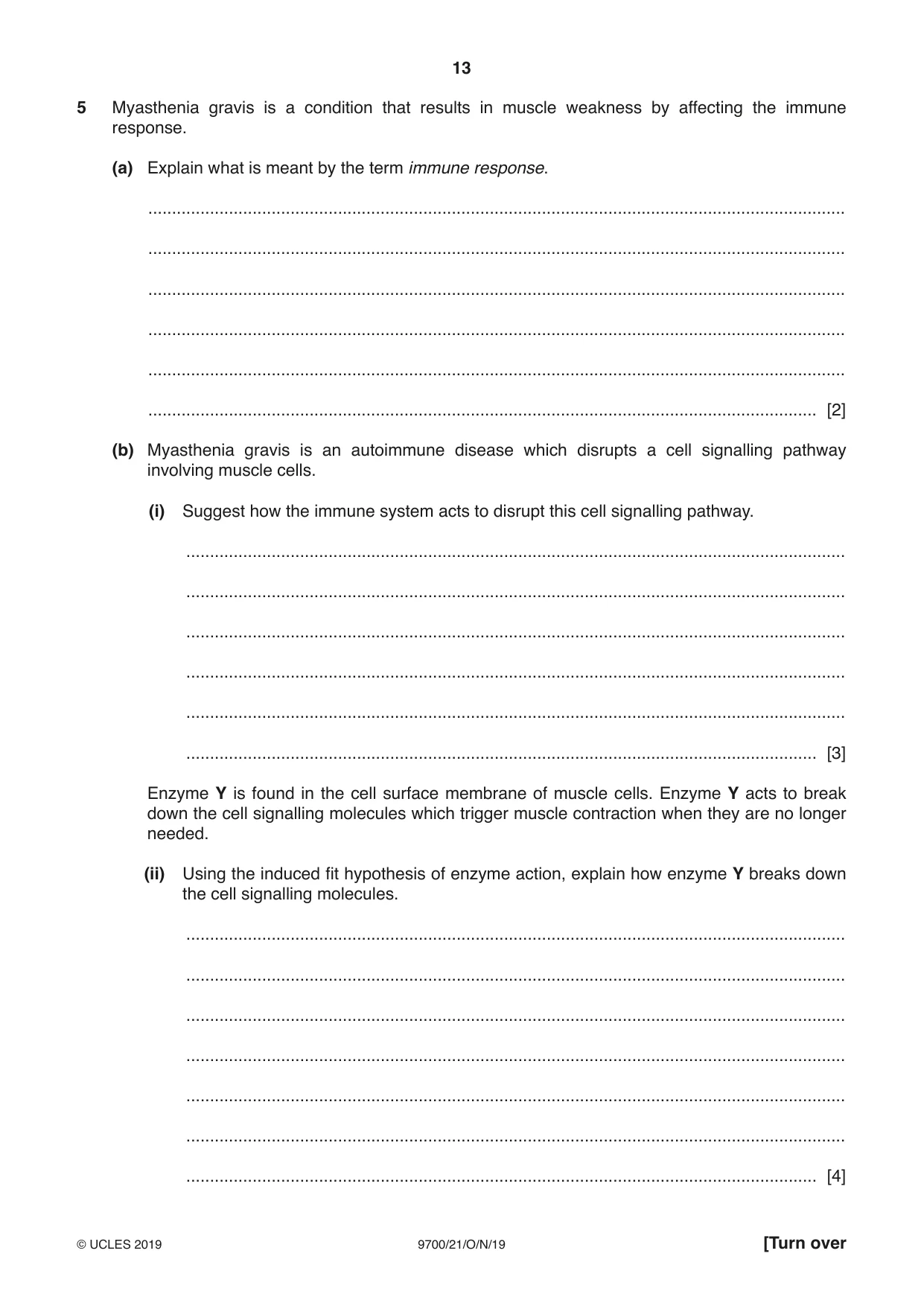 Cambridge A Level Biology 9700 2019 Oct/Nov Paper 2 · Variant 1 question paper, page 13 of 16