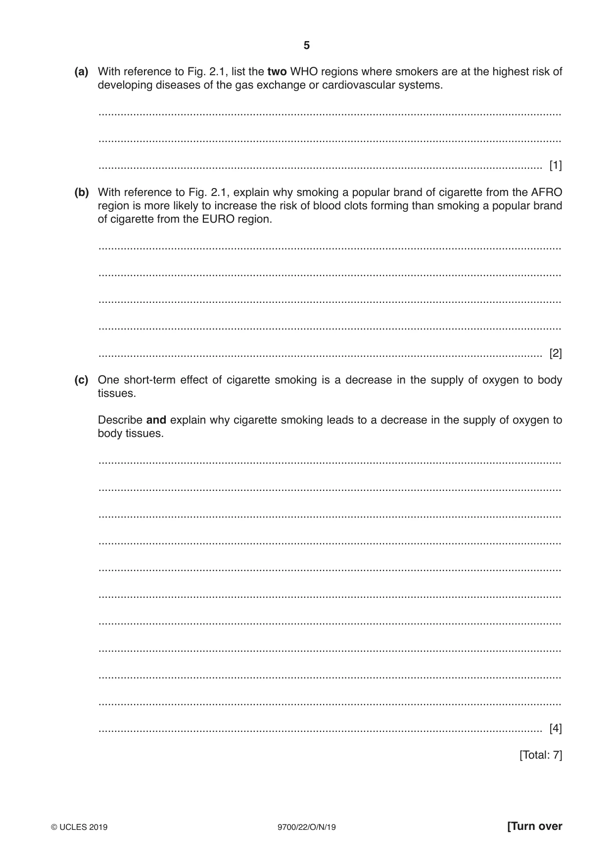 Cambridge A Level Biology 9700 2019 Oct/Nov Paper 2 · Variant 2 question paper, page 5 of 16