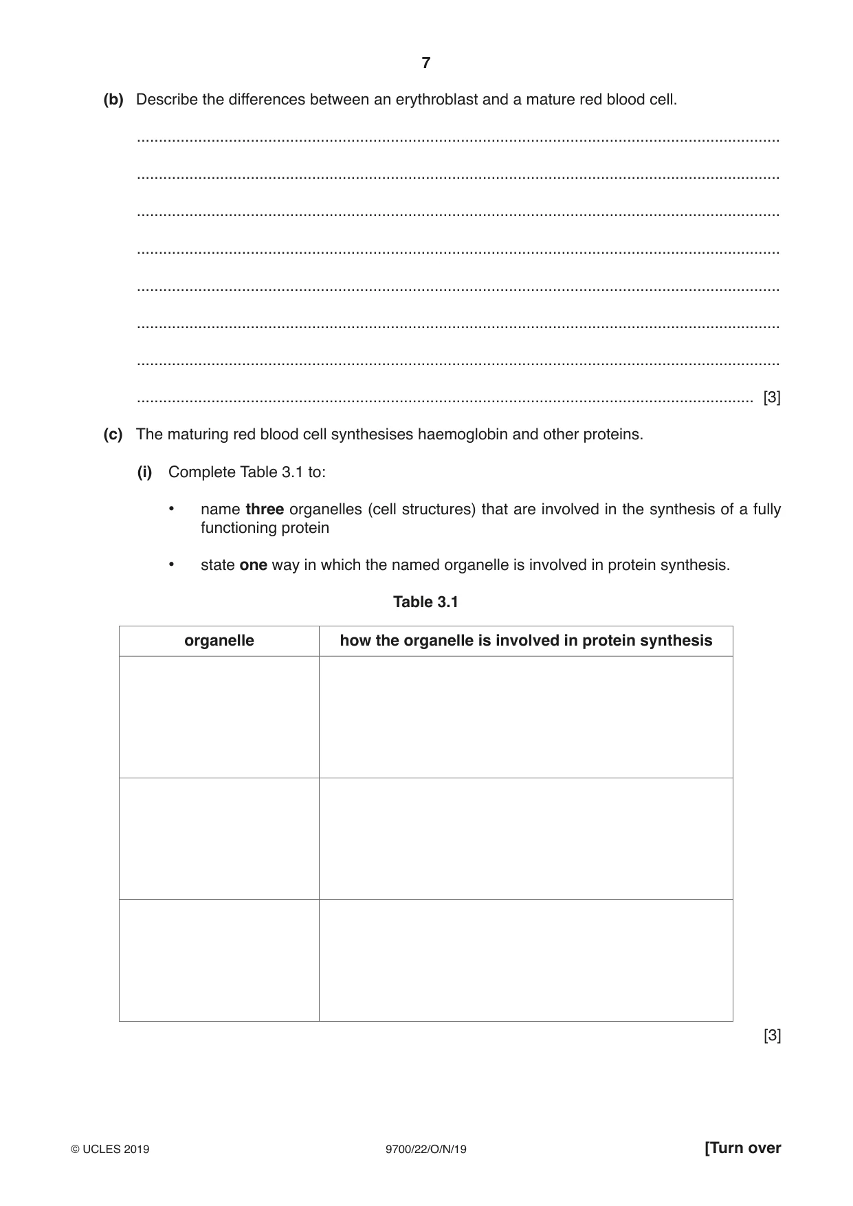 Cambridge A Level Biology 9700 2019 Oct/Nov Paper 2 · Variant 2 question paper, page 7 of 16