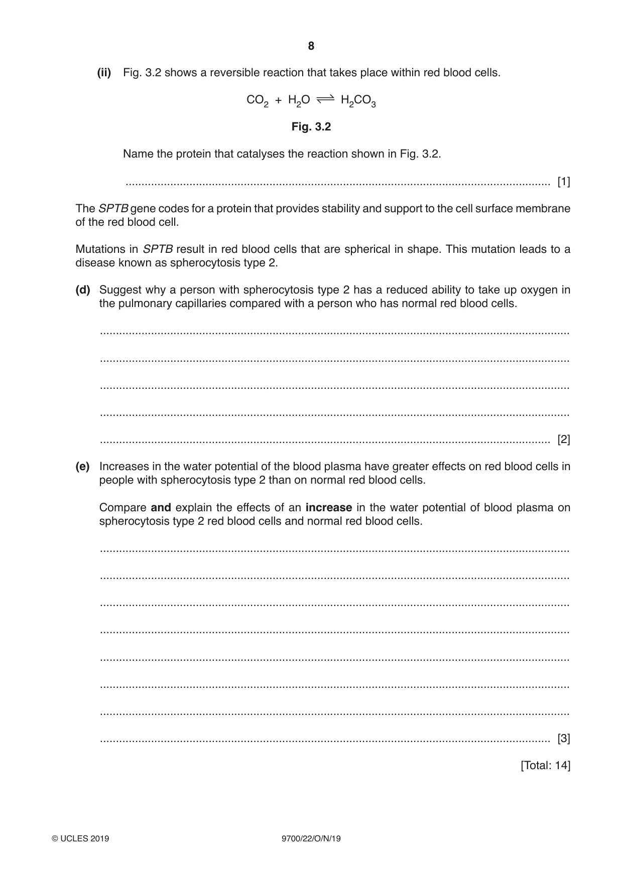 Cambridge A Level Biology 9700 2019 Oct/Nov Paper 2 · Variant 2 question paper, page 8 of 16