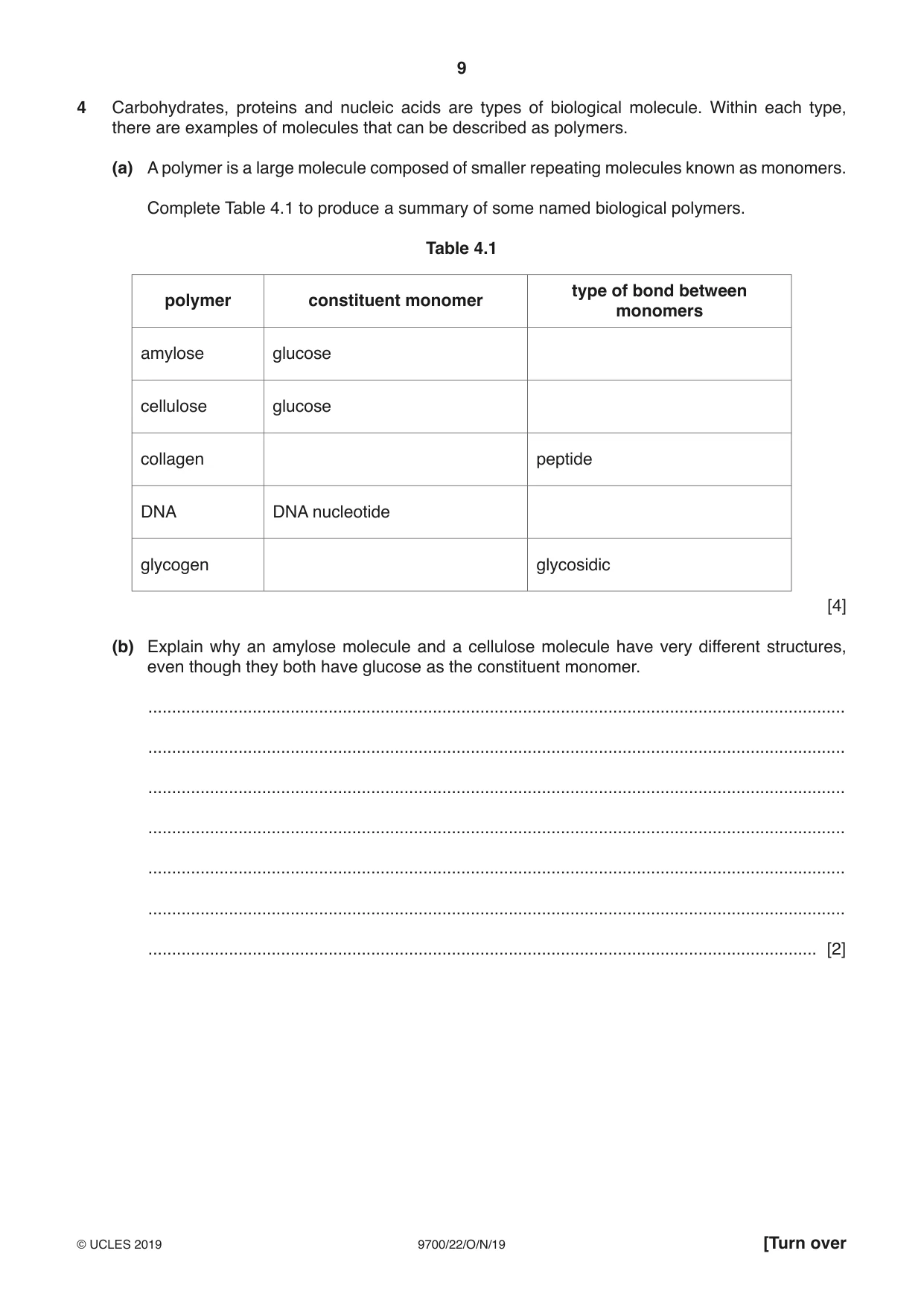 Cambridge A Level Biology 9700 2019 Oct/Nov Paper 2 · Variant 2 question paper, page 9 of 16