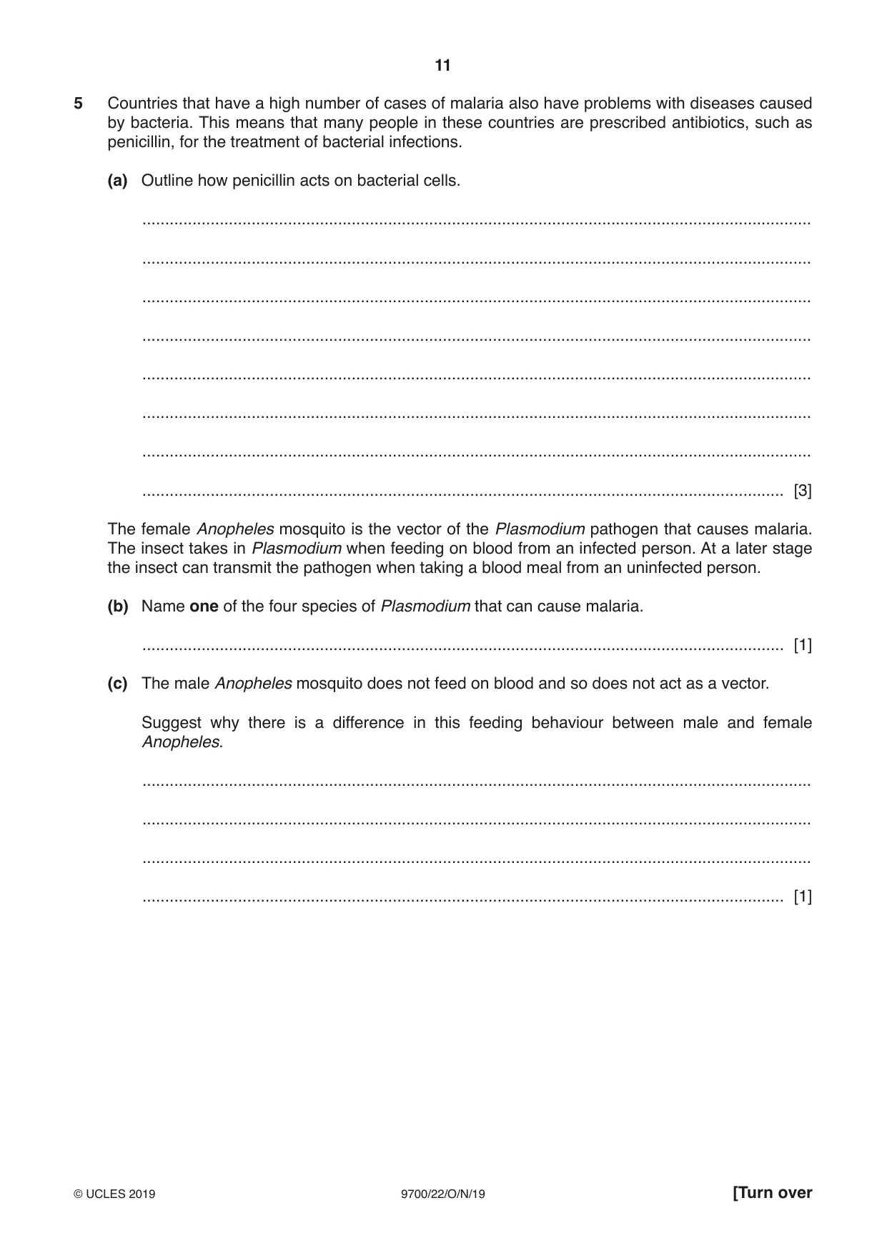 Cambridge A Level Biology 9700 2019 Oct/Nov Paper 2 · Variant 2 question paper, page 11 of 16
