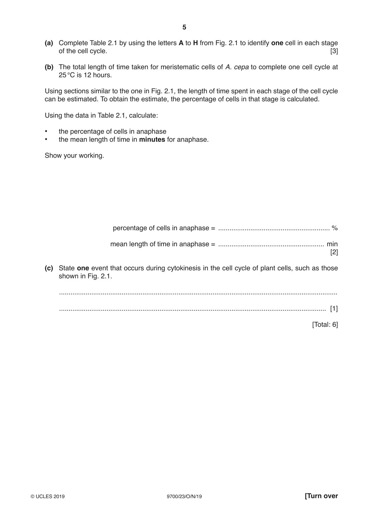 Cambridge A Level Biology 9700 2019 Oct/Nov Paper 2 · Variant 3 question paper, page 5 of 16