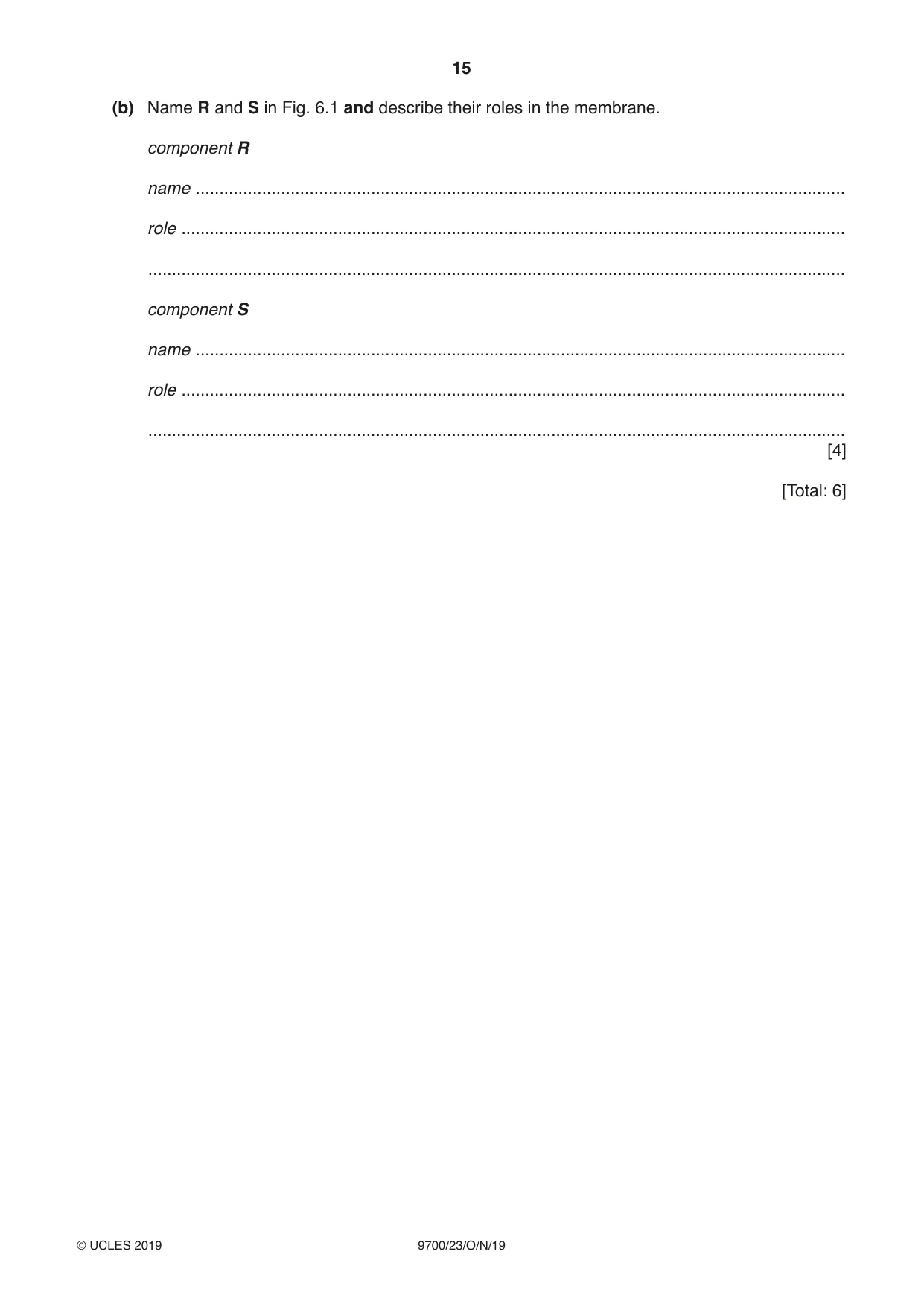 Cambridge A Level Biology 9700 2019 Oct/Nov Paper 2 · Variant 3 question paper, page 15 of 16