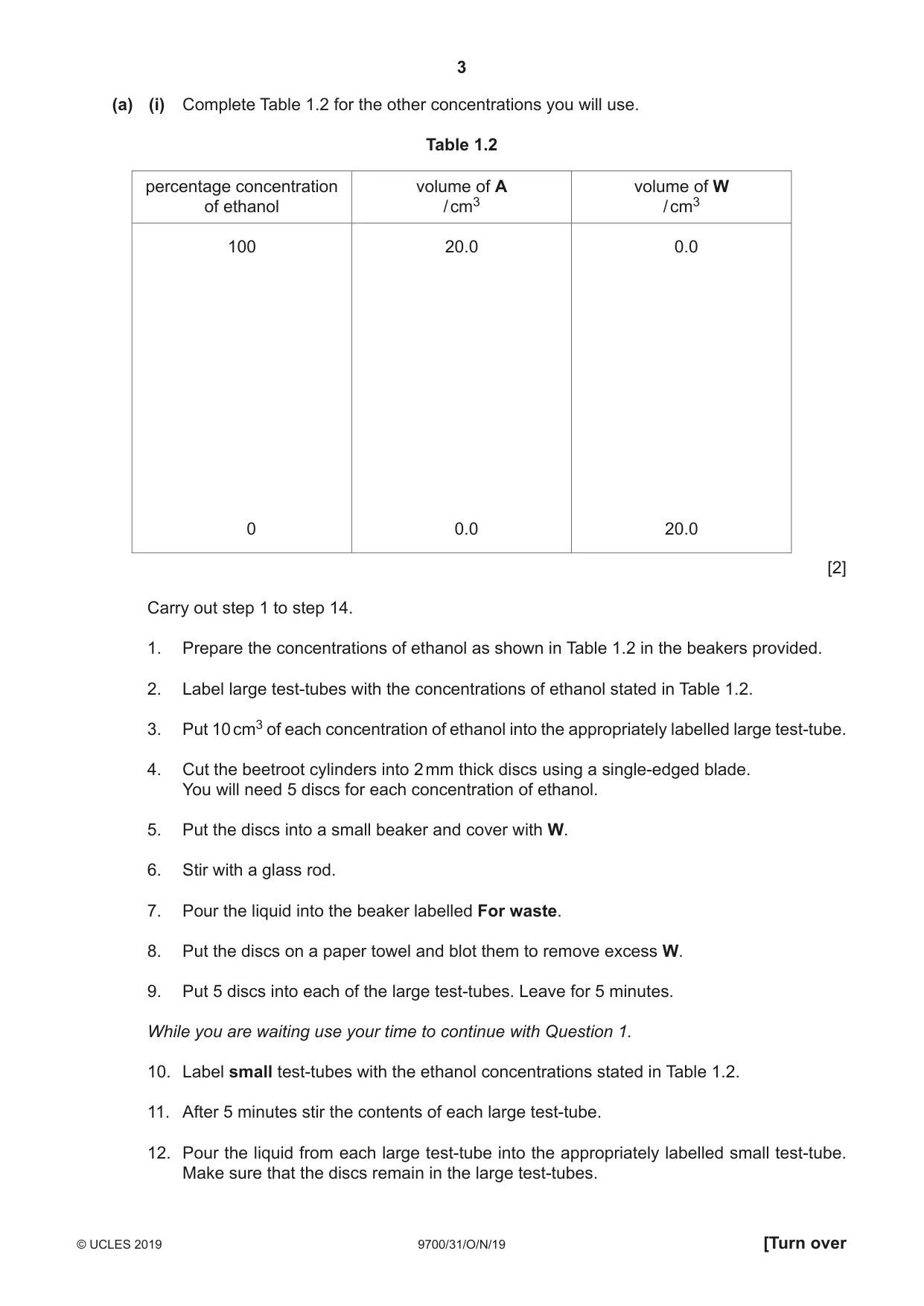 Cambridge A Level Biology 9700 2019 Oct/Nov Paper 3 · Variant 1 question paper, page 3 of 12