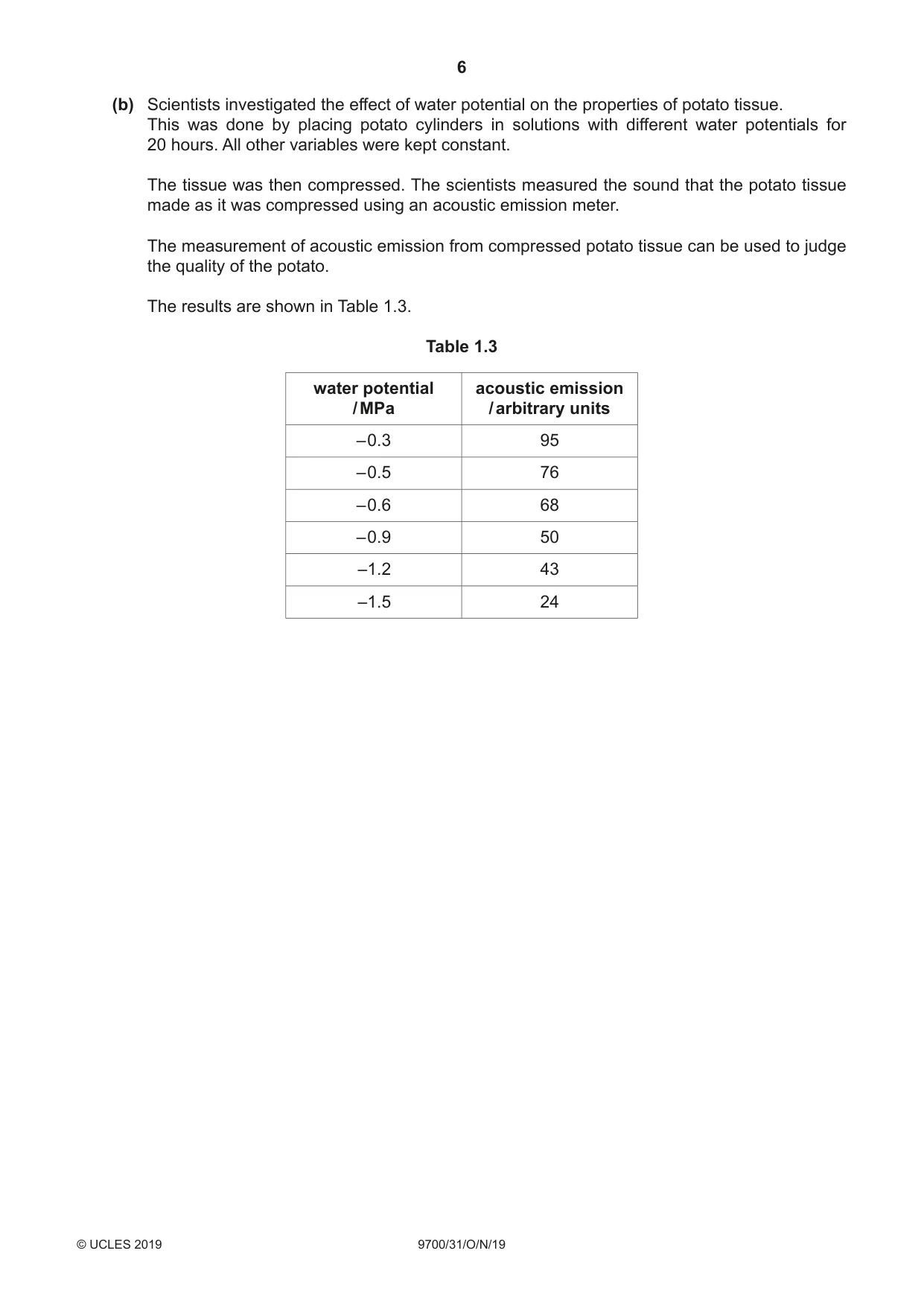 Cambridge A Level Biology 9700 2019 Oct/Nov Paper 3 · Variant 1 question paper, page 6 of 12