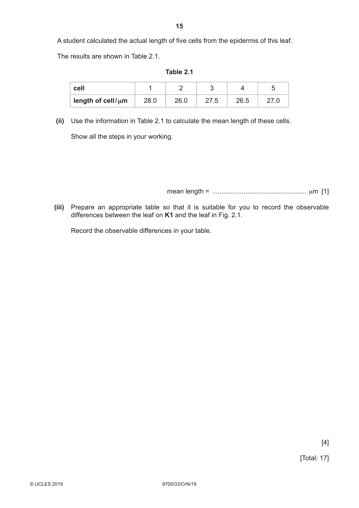 Cambridge A Level Biology 9700 2019 Oct/Nov Paper 3 · Variant 3 question paper, page 15 of 16