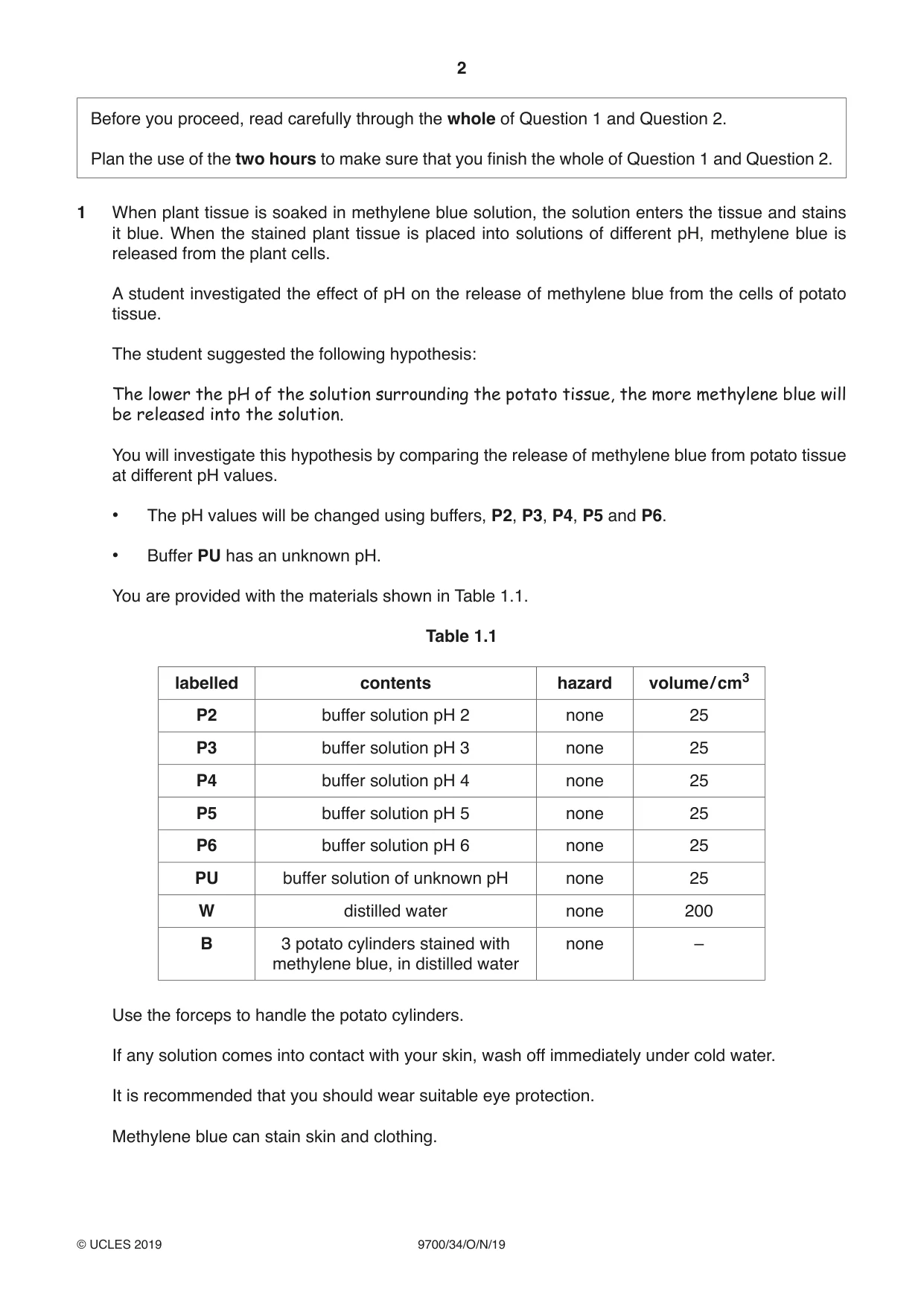 Cambridge A Level Biology 9700 2019 Oct/Nov Paper 3 · Variant 4 question paper, page 2 of 12