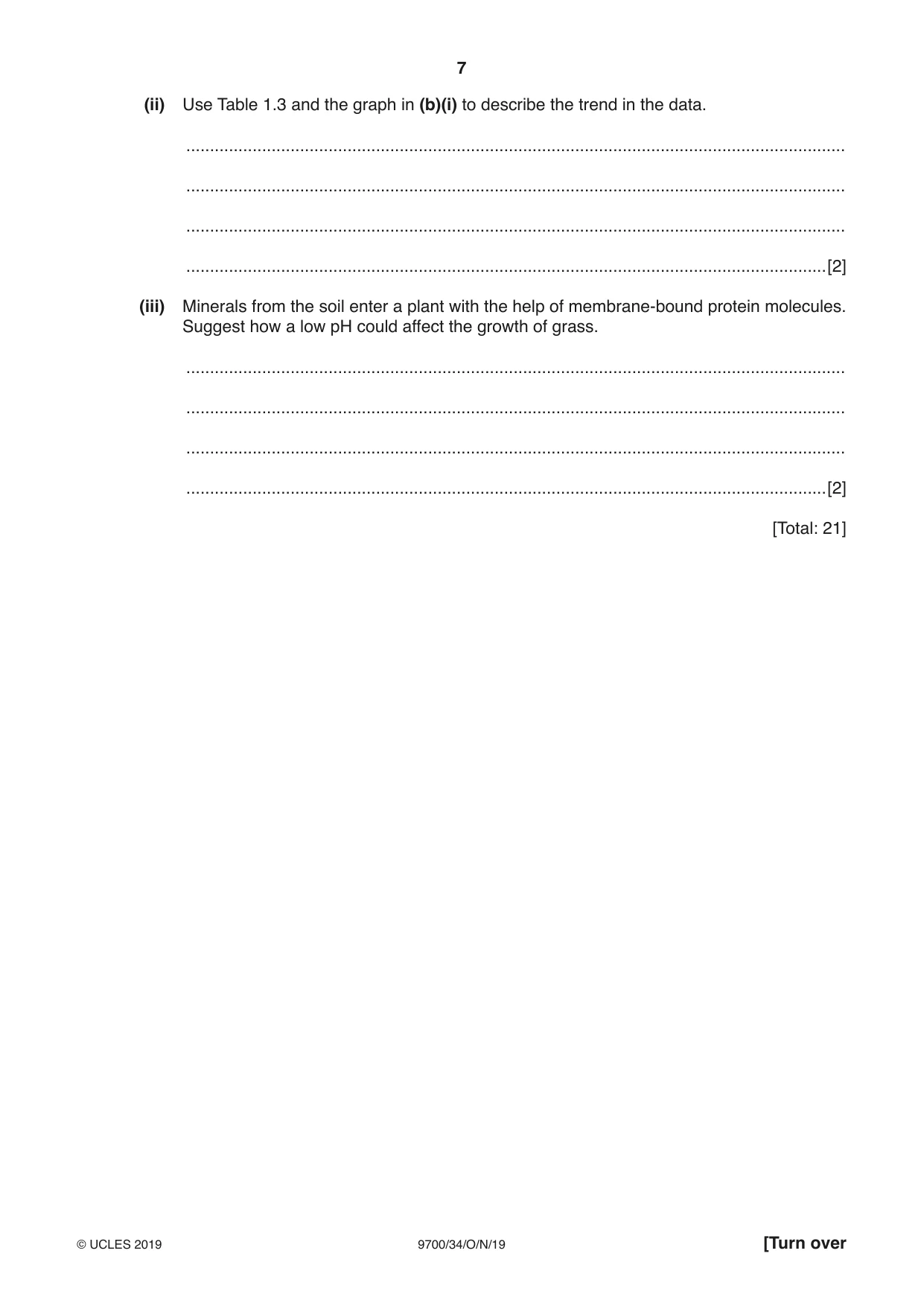 Cambridge A Level Biology 9700 2019 Oct/Nov Paper 3 · Variant 4 question paper, page 7 of 12